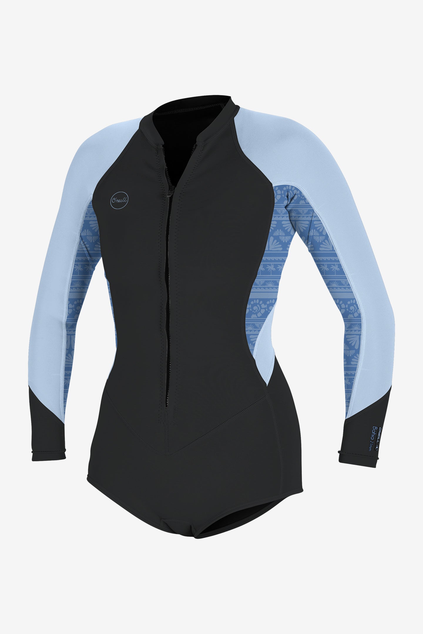 Women's Bahia 2/1MM Front Zip Long Sleeve Surf Suit - Steel/Cham