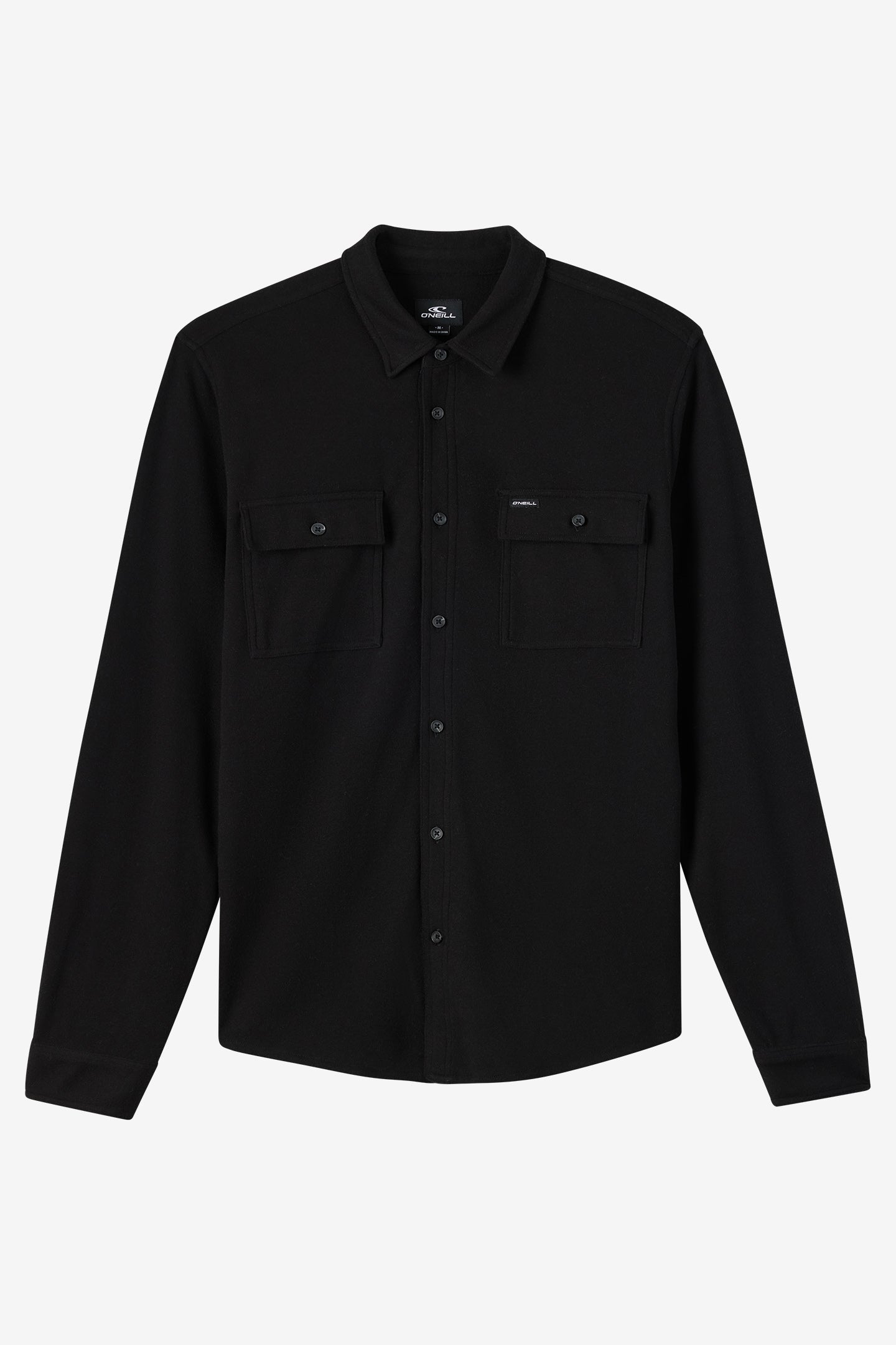 O'Neill Men's Sutton Solid Long Sleeve Shirt in Black, Size 2XL, Polyester/Spandex/Viscose