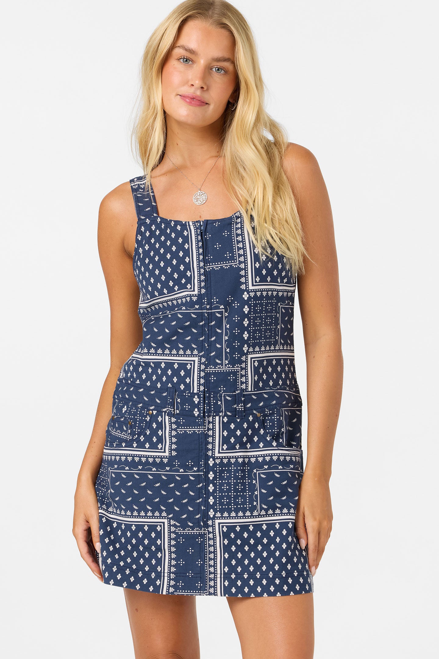 O'Neill Women's O'riginals Lorna Mini Dress in Navy, Size 2XL, Linen