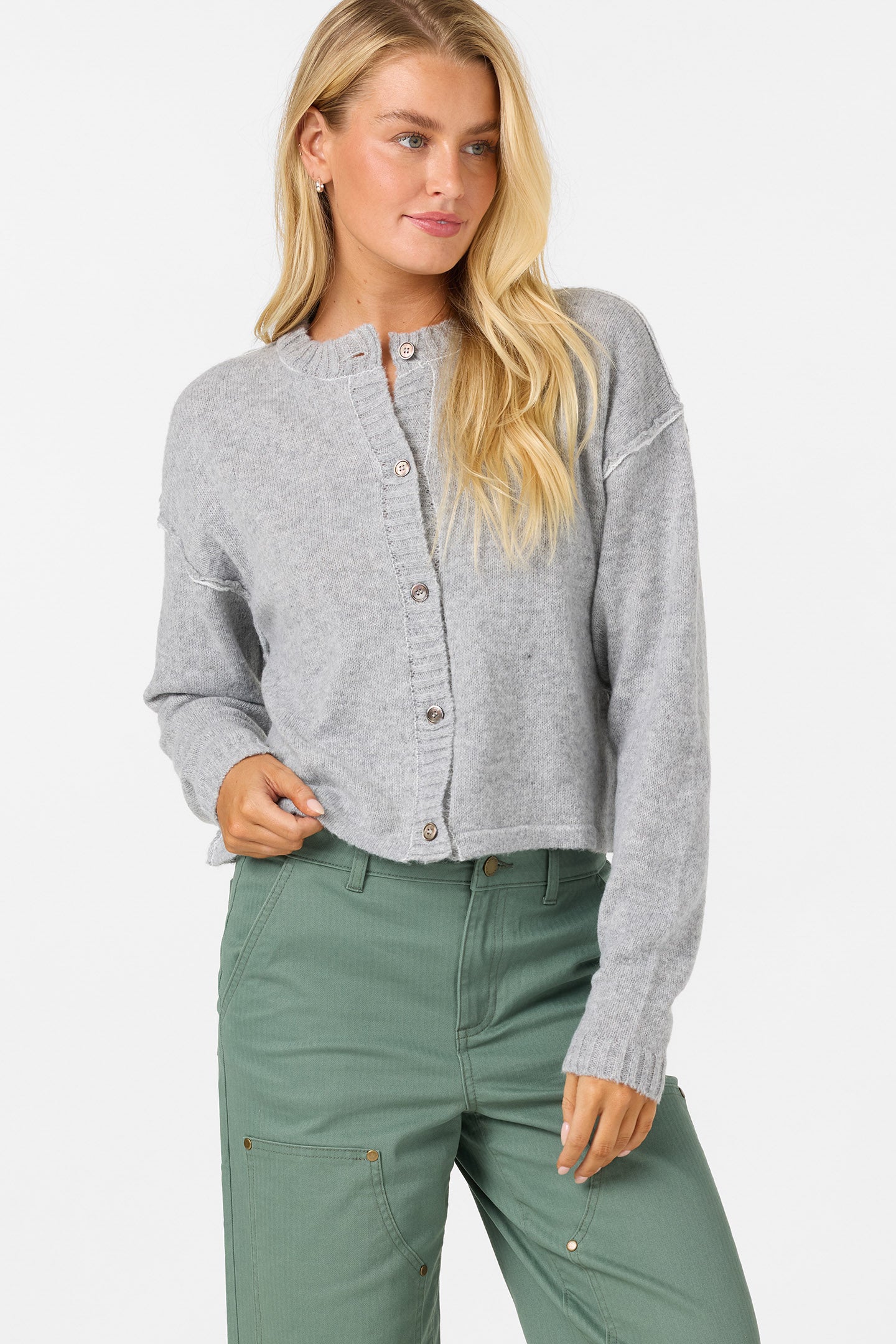 O'Riginals Calder Cardigan Long Sleeve Sweater - Heather Ash | O'Neill