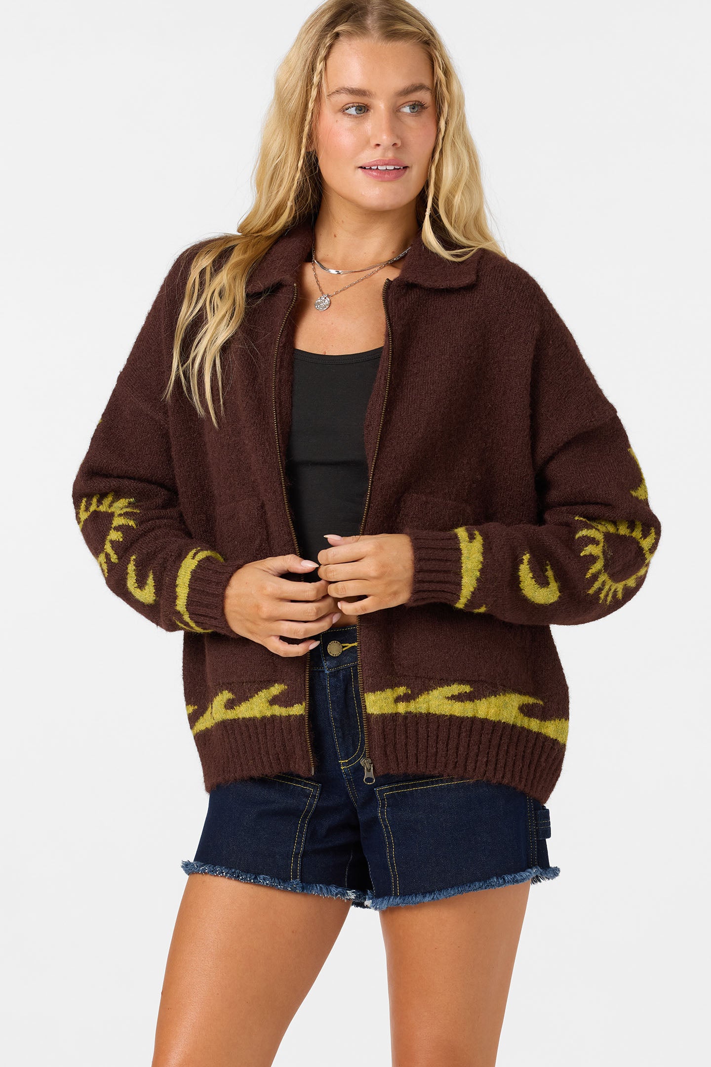 CORRINE ZIP UP SWEATER CHOCOLATE – O'Neill