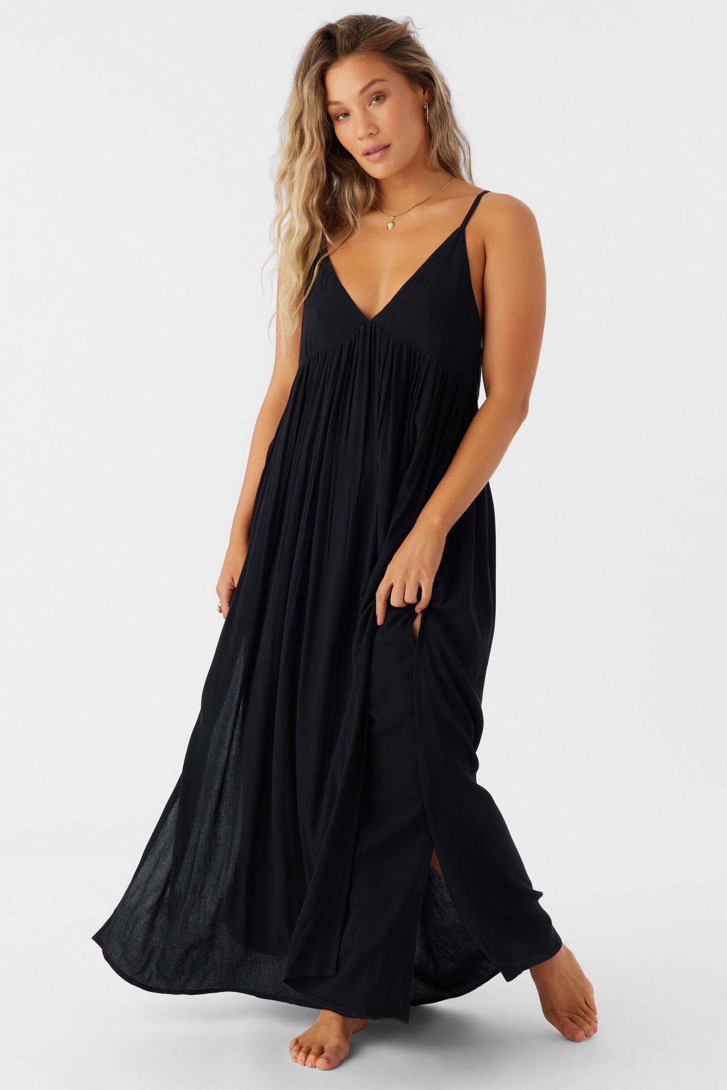Saltwater Solids Mel Maxi Cover-Up Dress - Black