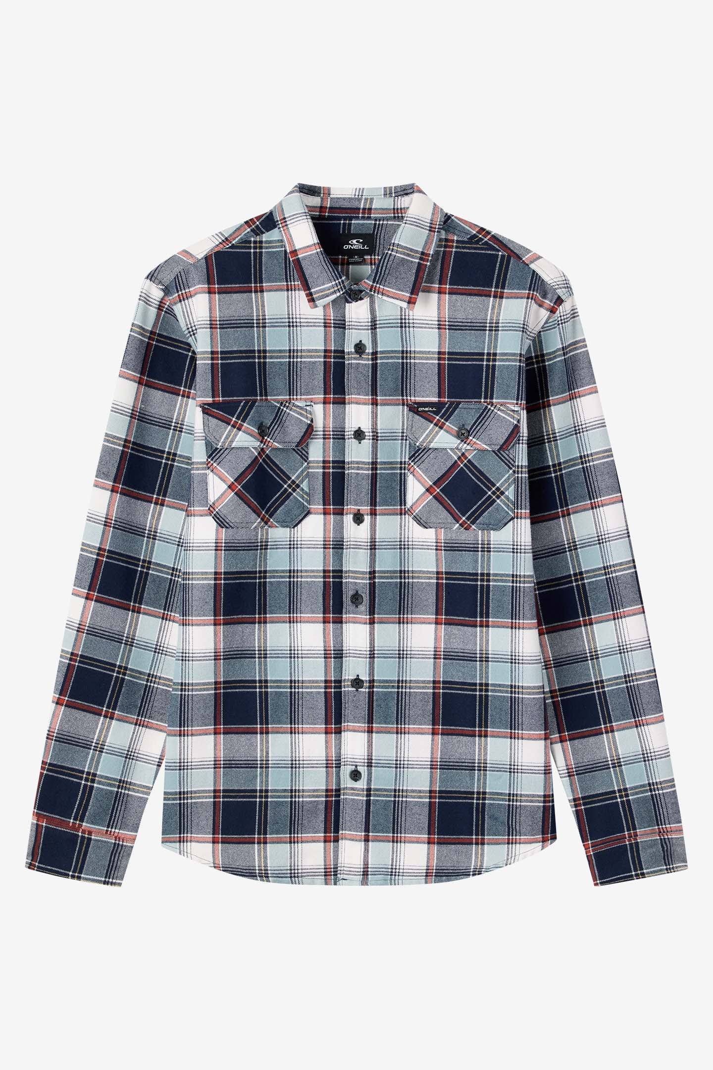 mens plaid dress shirts long sleeve Winslow Plaid Flannel Standard Fit Long Sleeve Shirt - Navy