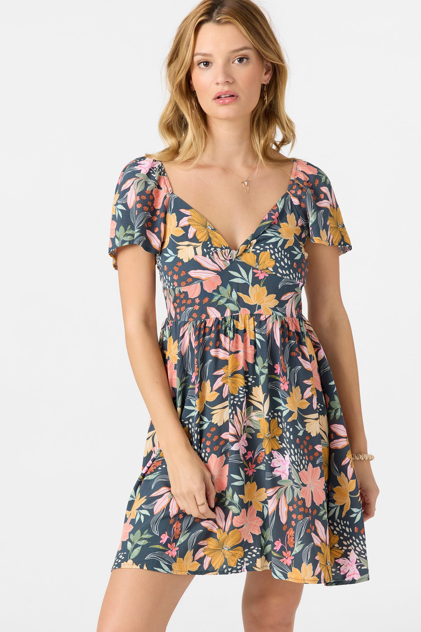 carina mini dress Carina Floral Short Dress - Slate