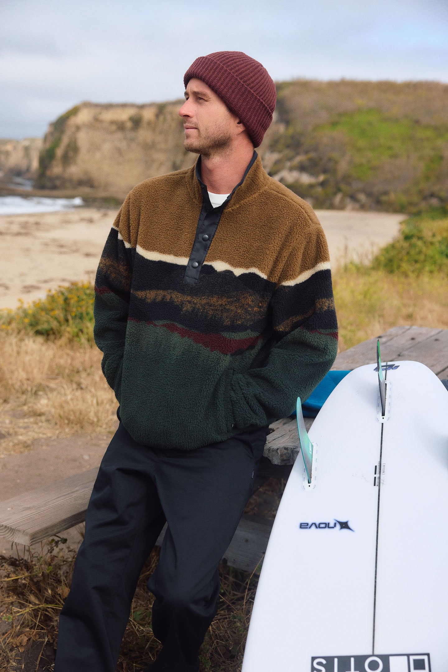 Crestline Hi Pile Half Snap Jacket - Dark Khaki | O'Neill