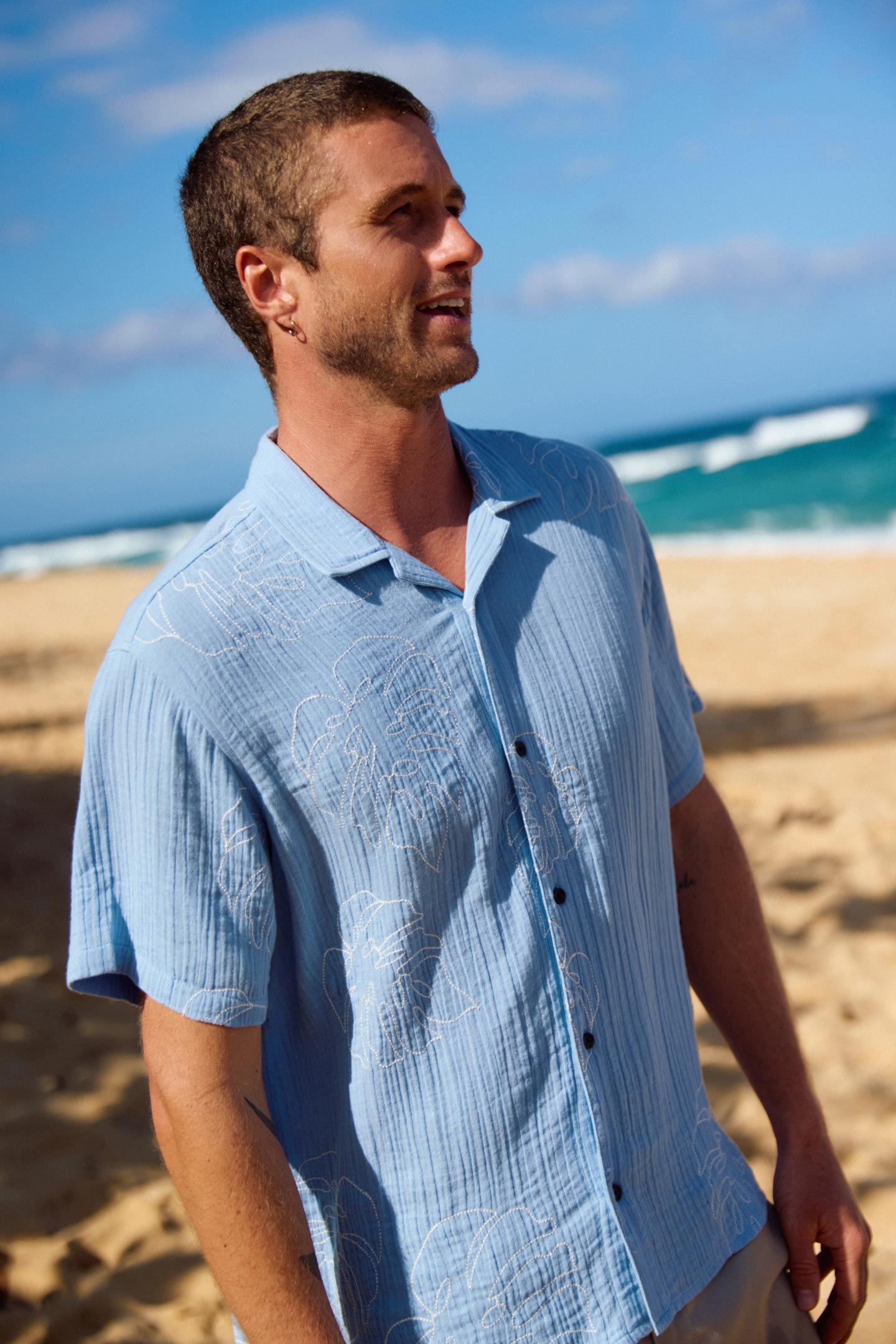 sea blue dress shirt Men's Linen Shirt in Ocean Blue - Lightweight Breathable Long Sleeve Shirt