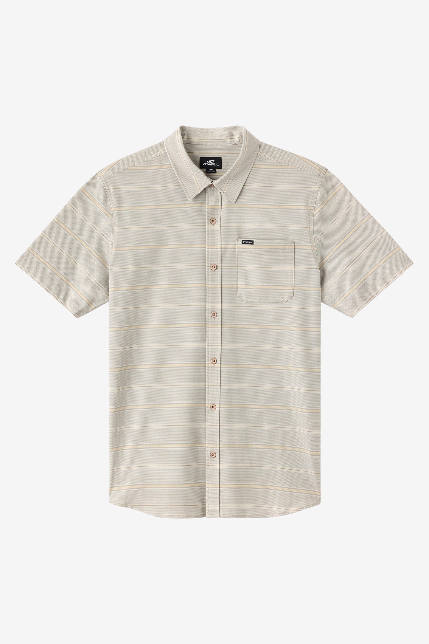 ovy Cotton Shirts (white×brown) Upf Slub Relaxed Wvn Shirt Relaxed Fit Shirt - Lt Khaki | O'Neill