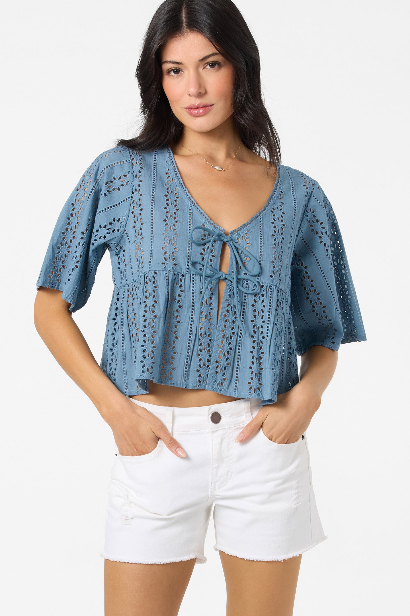 Loni Eyelet Top - Provincial Blue | O'Neill