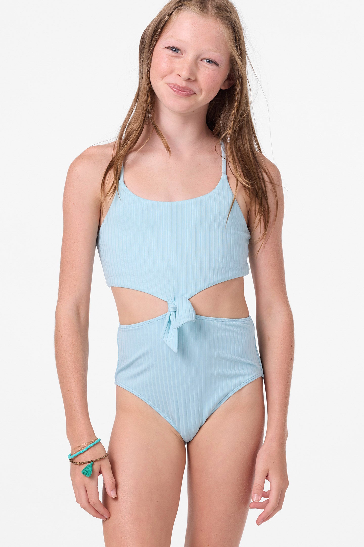 Girl's Shorebreak Rib Knot Front One-Piece - Stratosphere | O'Neill