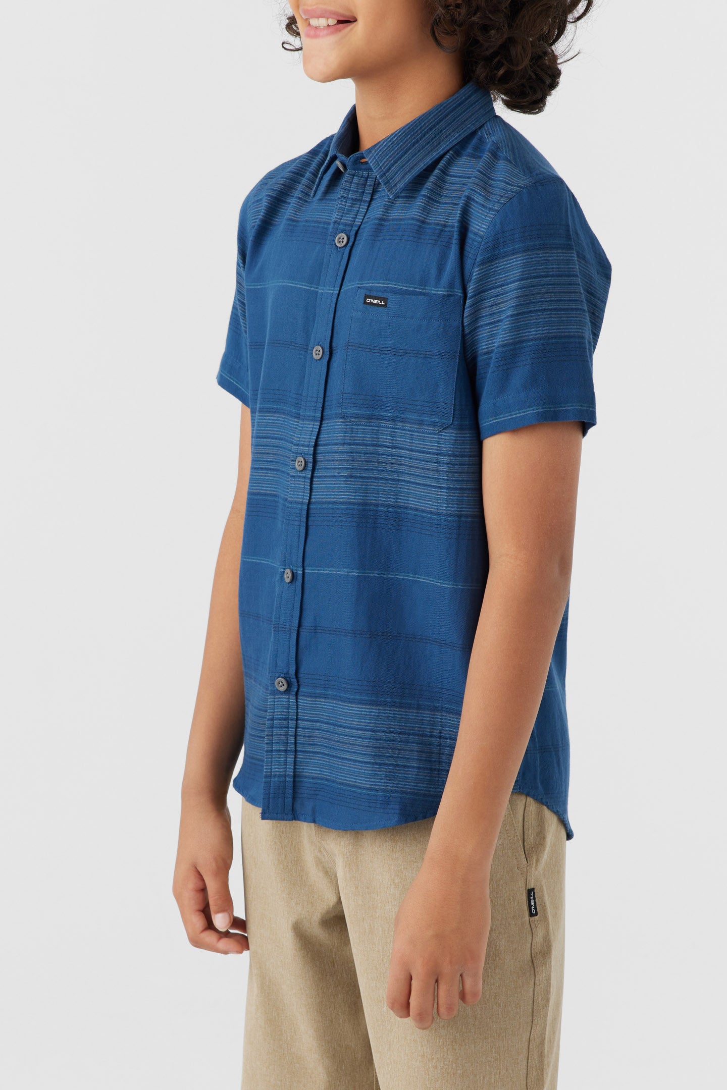 Boys S/S Newport Beige Stripe Shirt