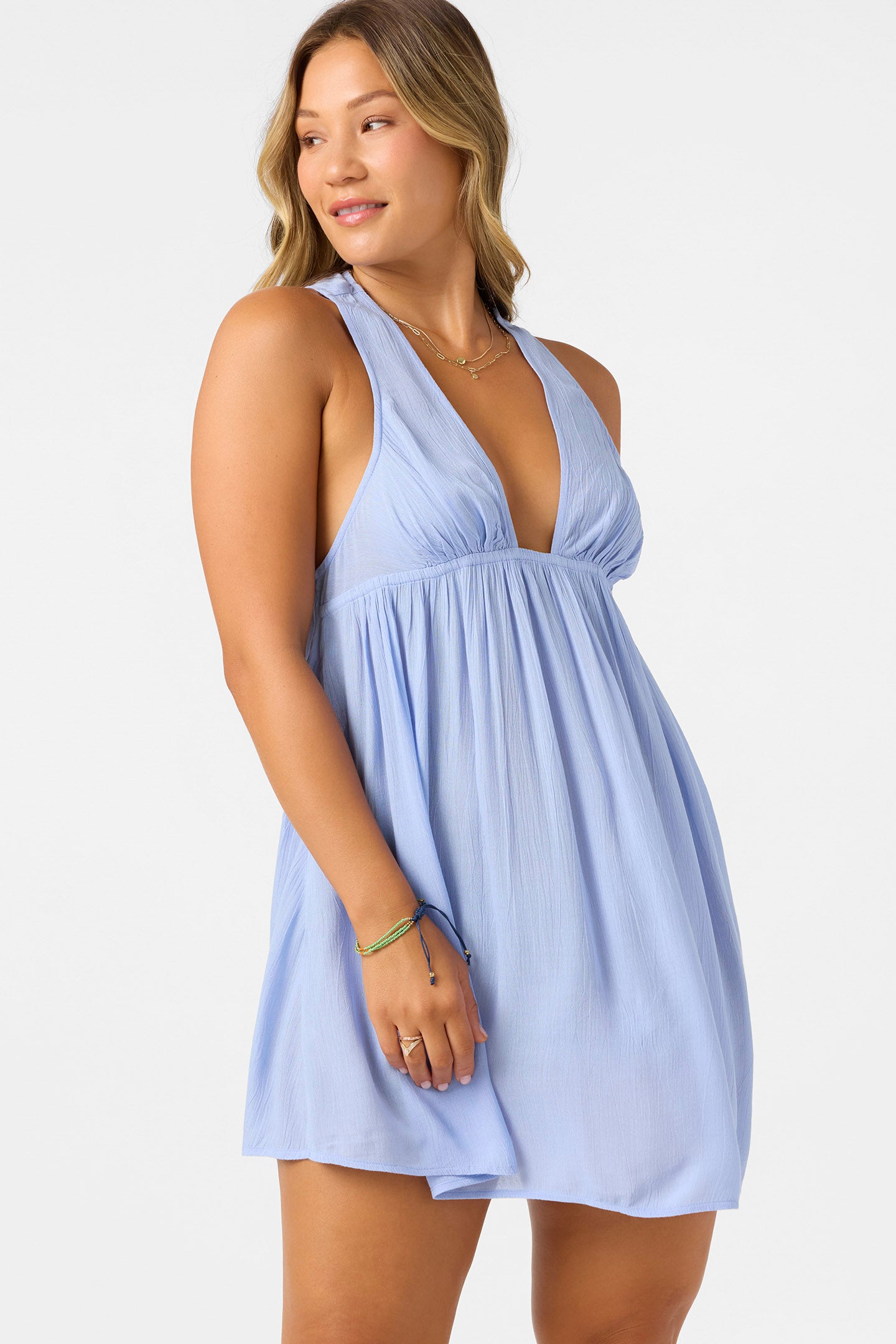 summer wedding guest dress beach Women's Solid Color Maxi Dress V-Neck Casual Party Beach Long Sundress Free SIZE Turquoise
