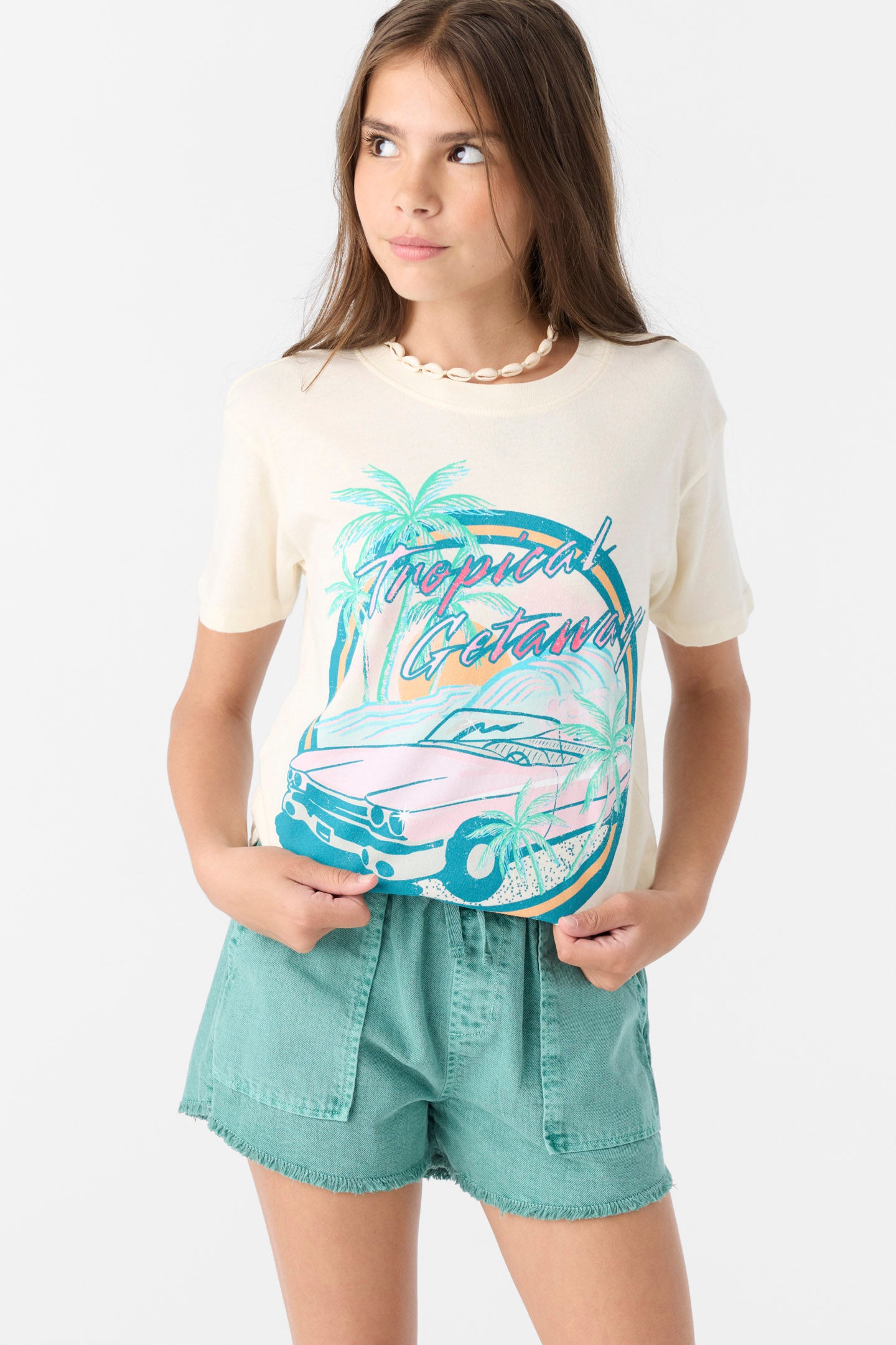 Pack Of 3 Girls T-shirt (White,Windsurfer,Prisimmon Orange)