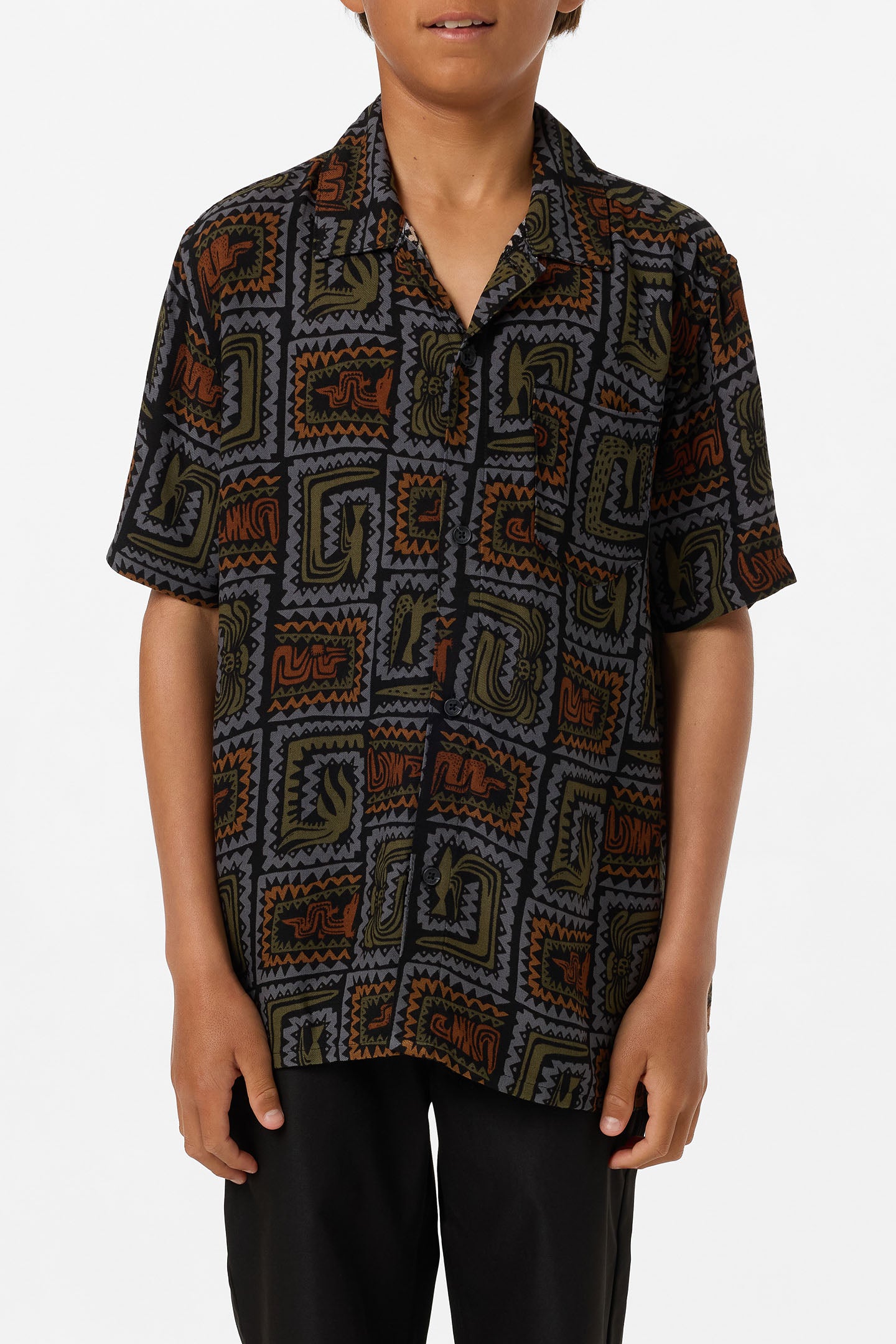Boy's Relaxed Woven Camp Shirt Button - Black | O'Neill