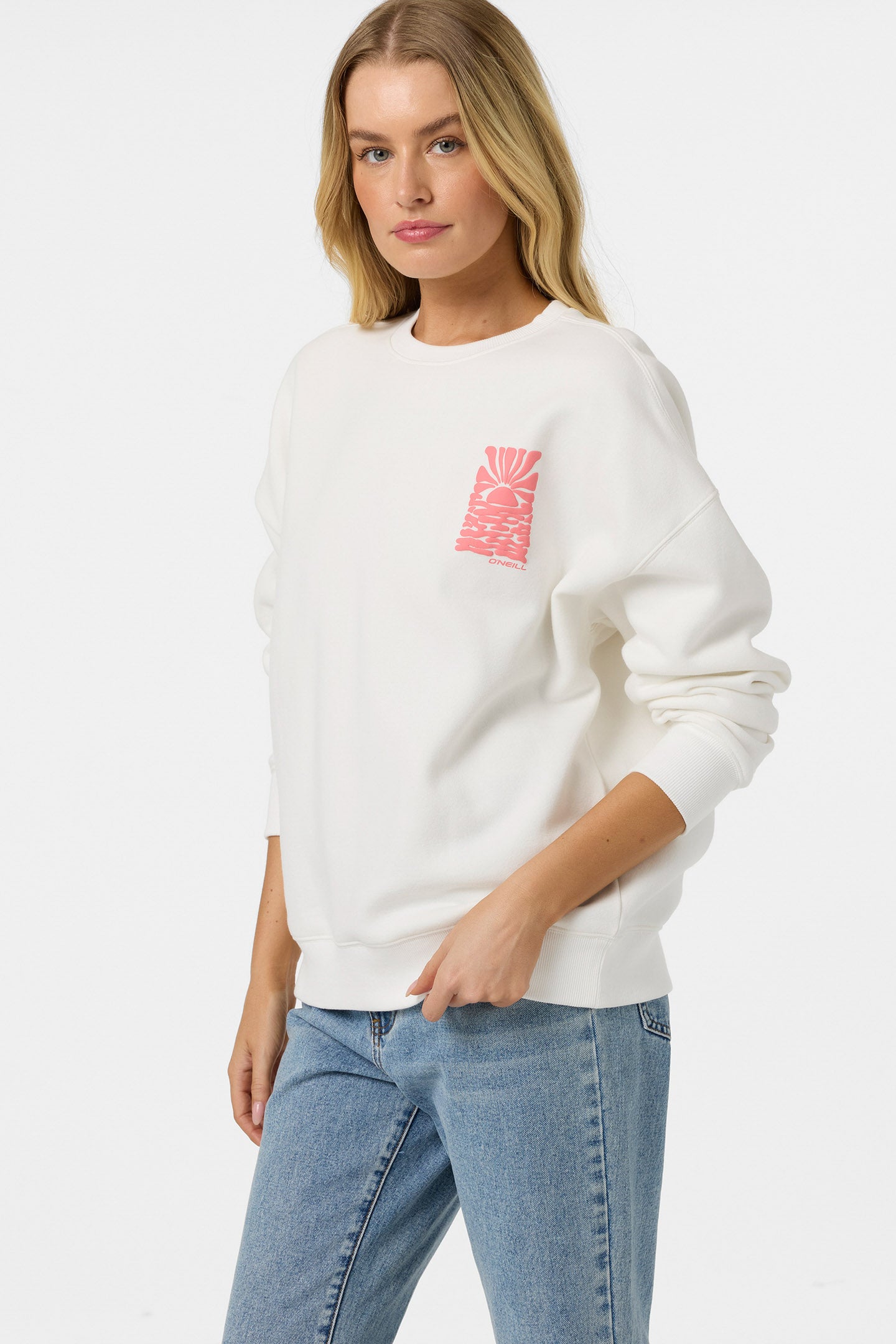 Reflect Oversized Crew Crew Neck Fleece - White | O'Neill