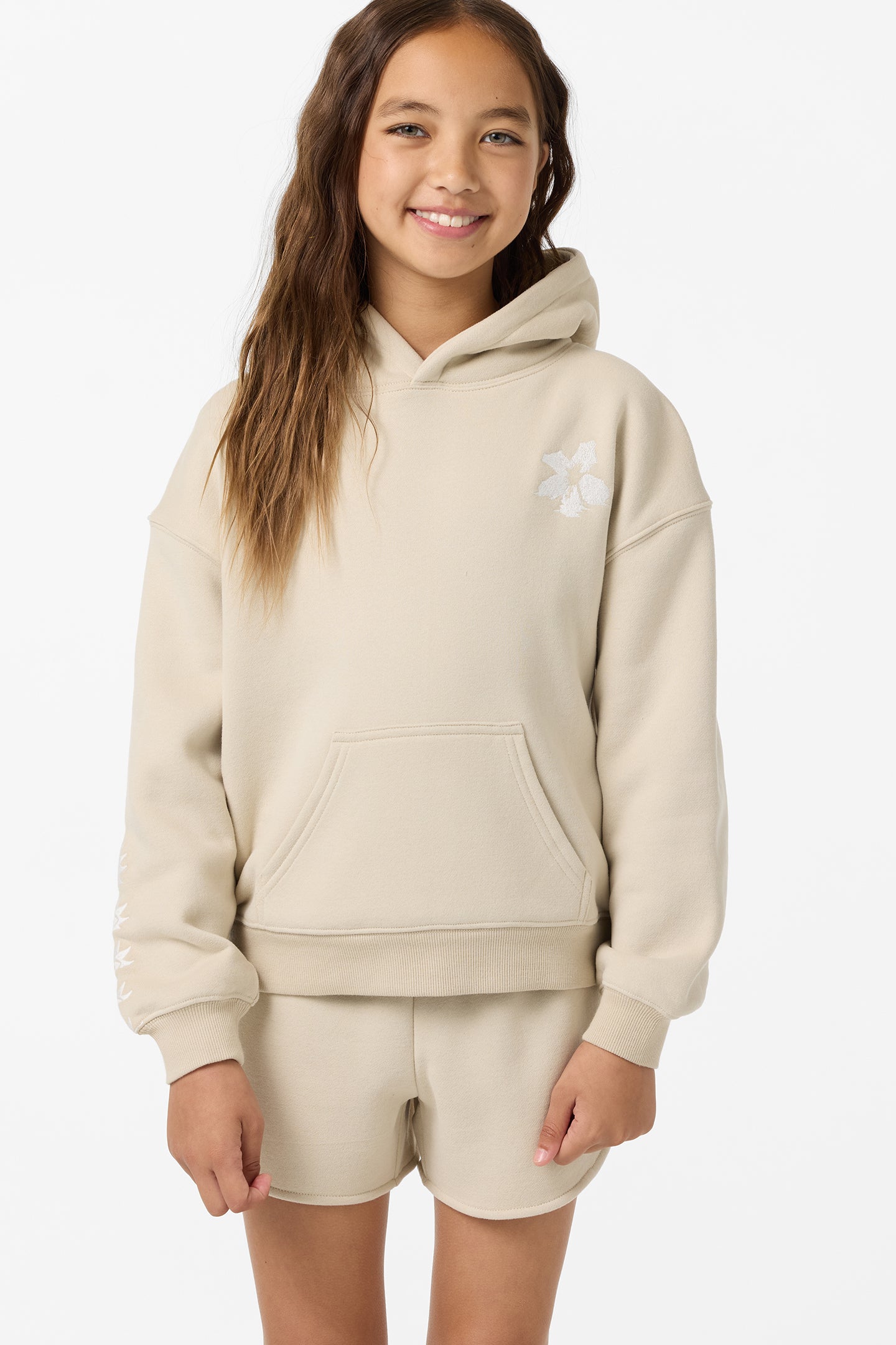 Girl's Tropic Melt Oversized Hoodie Pullover Fleece - Lt Khaki | O