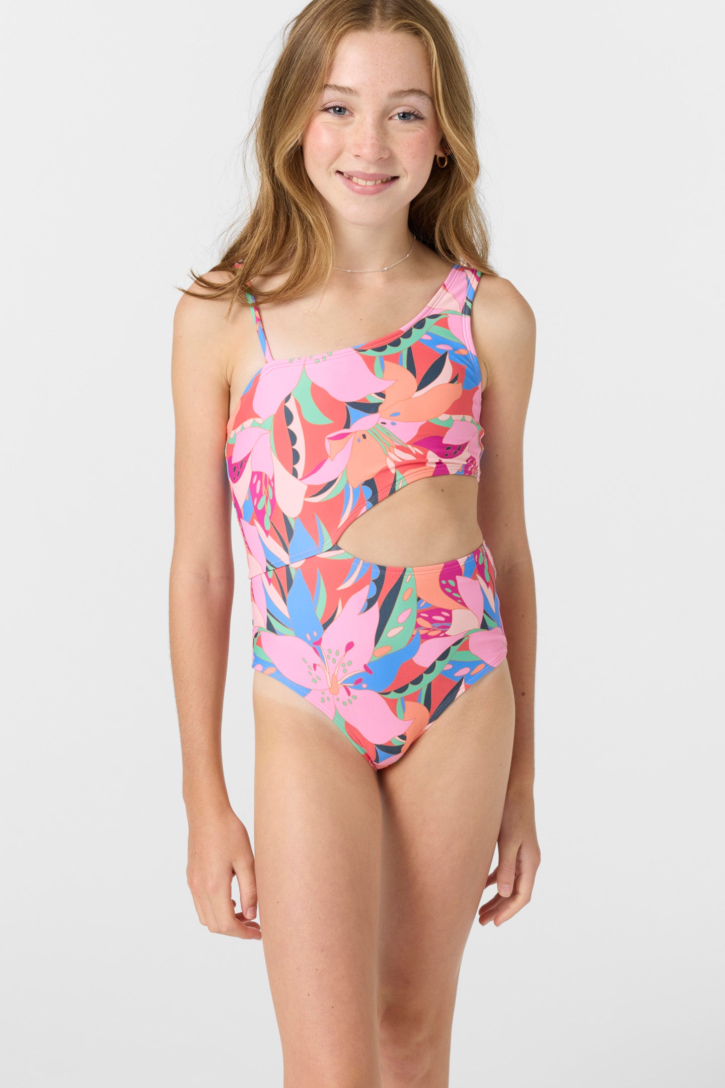 Girl's Cabana Floral Asymmetrical One-Piece Multi Clr O'Neill