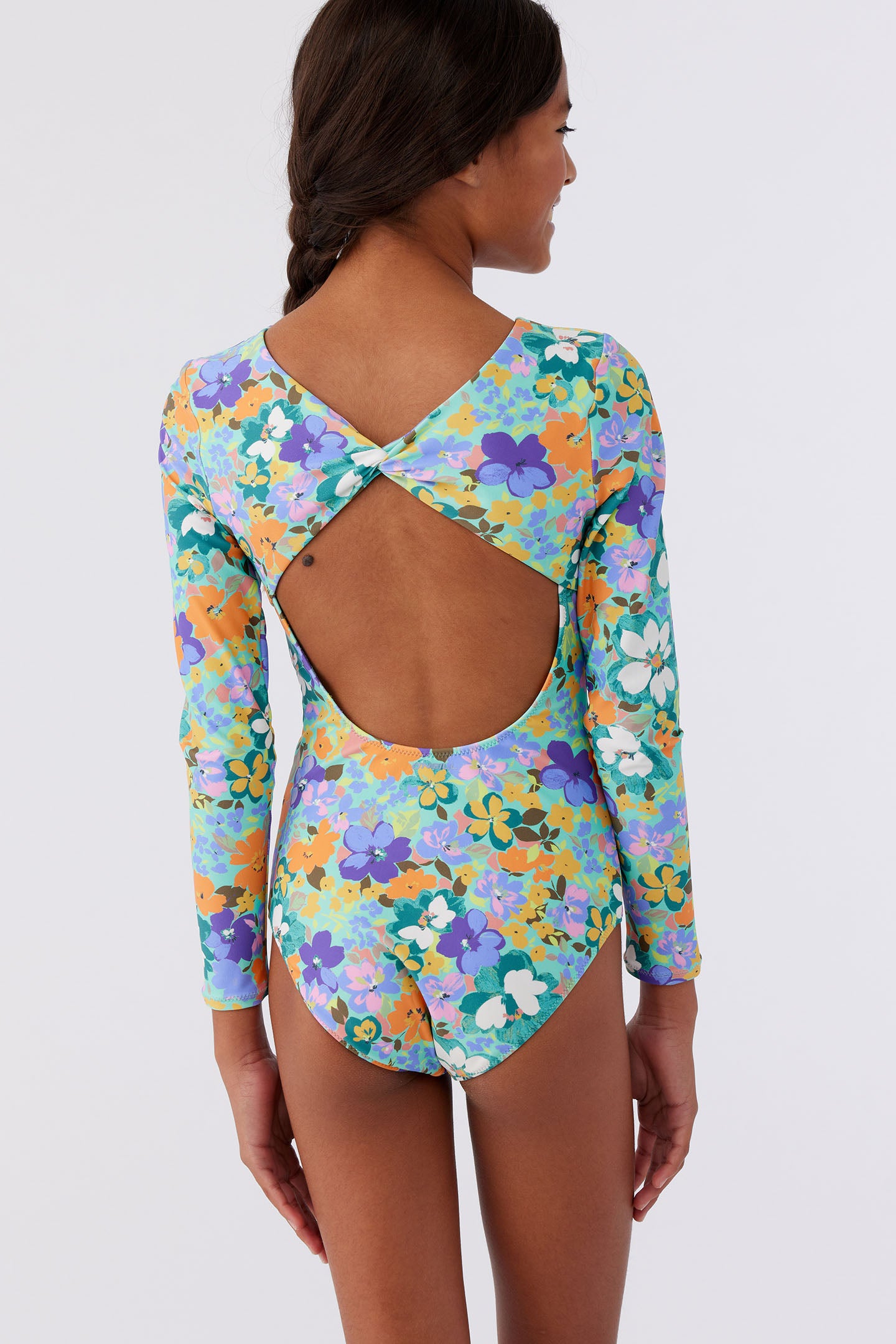 Girl'S Sami Floral Twist Back Surf Suit - Multi Colored | O