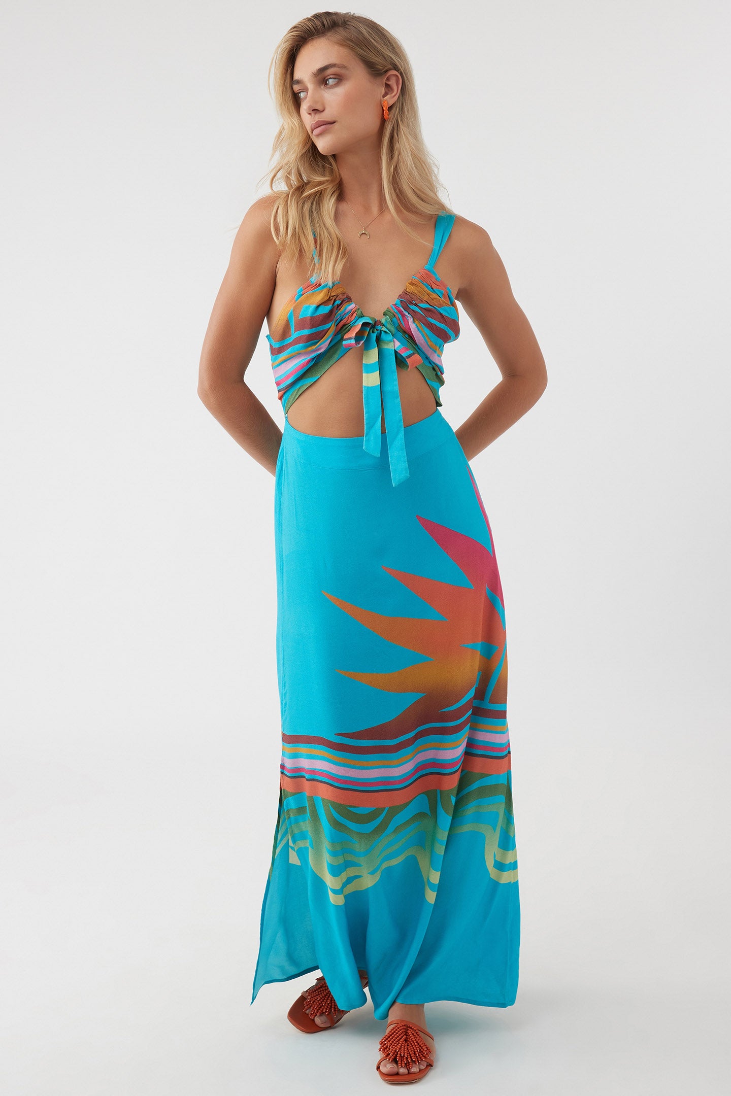 Blue/Green Floral Cut Out Maxi Dress – Bibi's Boutique