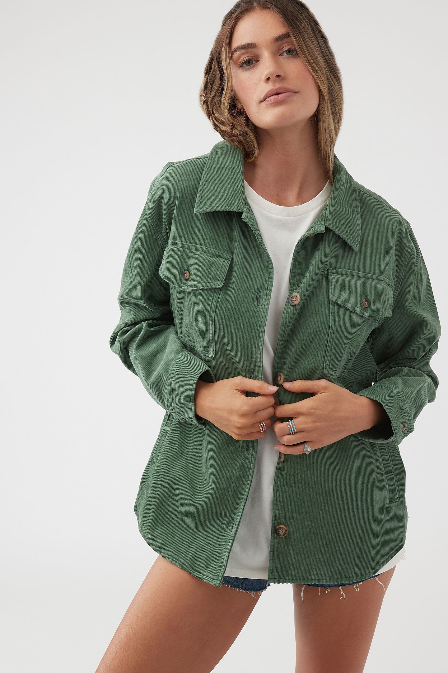 Tidal Corduroy Shirt Jacket Moss O'Neill
