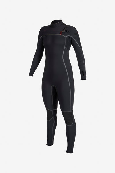 Women's Hyperfreak Fire 4/3MM+ Chest Zip Full Wetsuit - Blk/Blk