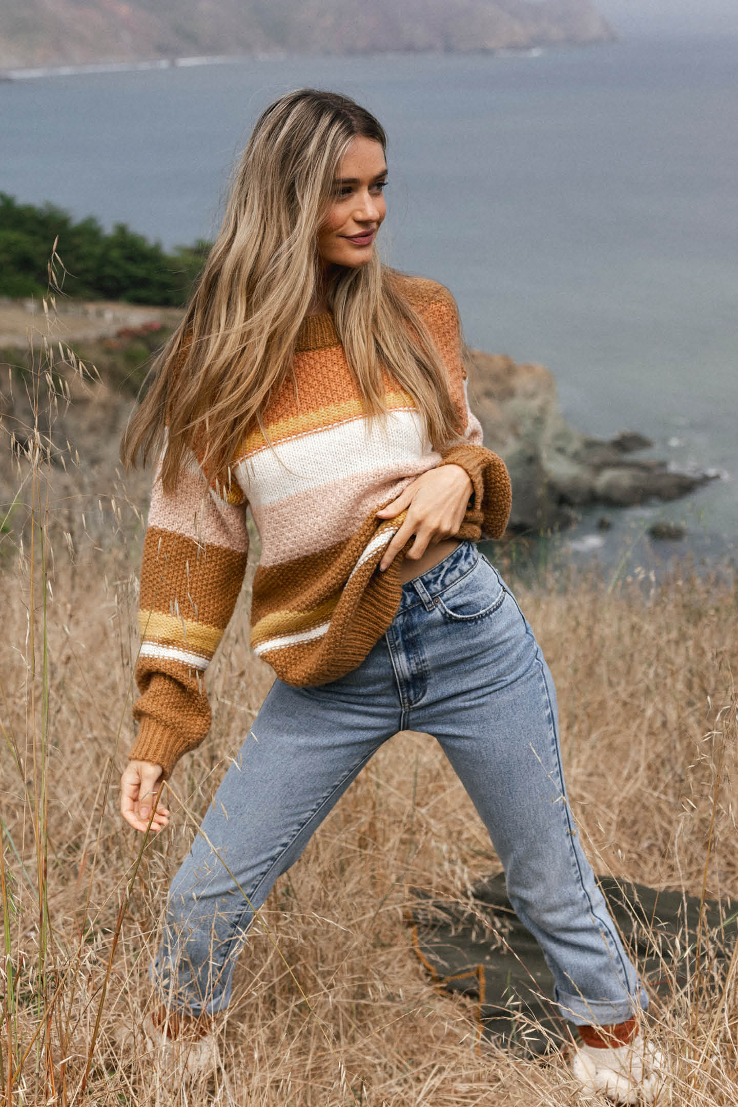 BILLIE STRIPE MOCKNECK OVERSIZED SWEATER