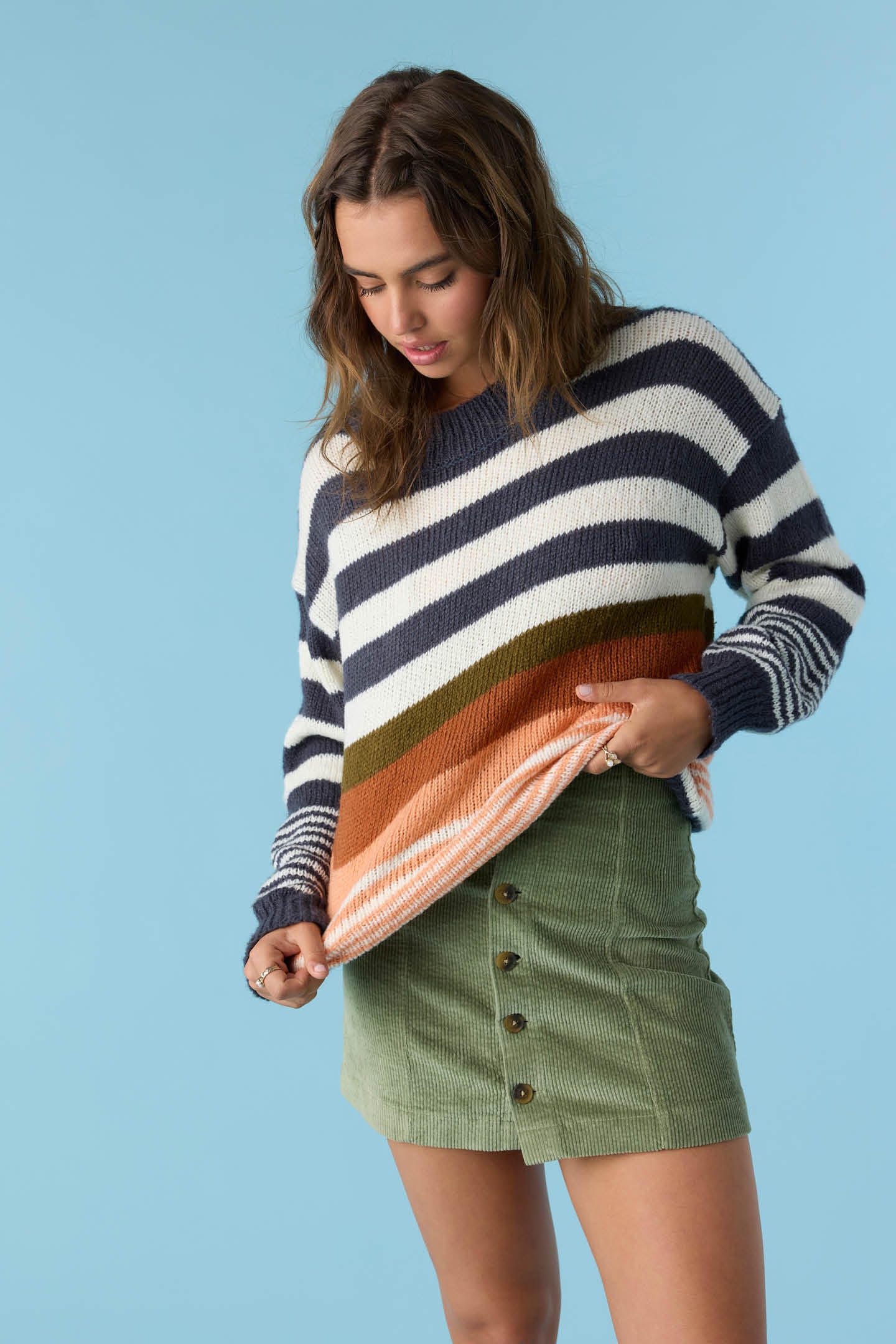 BILLIE STRIPE MOCKNECK OVERSIZED SWEATER