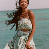 Danny Loreta Print Strapless Crop Top