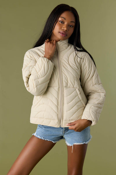 Heve アイボリー サテン バルーンスリーブ ジャケット Eden Nylon Wave Quilted Zip Jacket - Cement | O'Neill