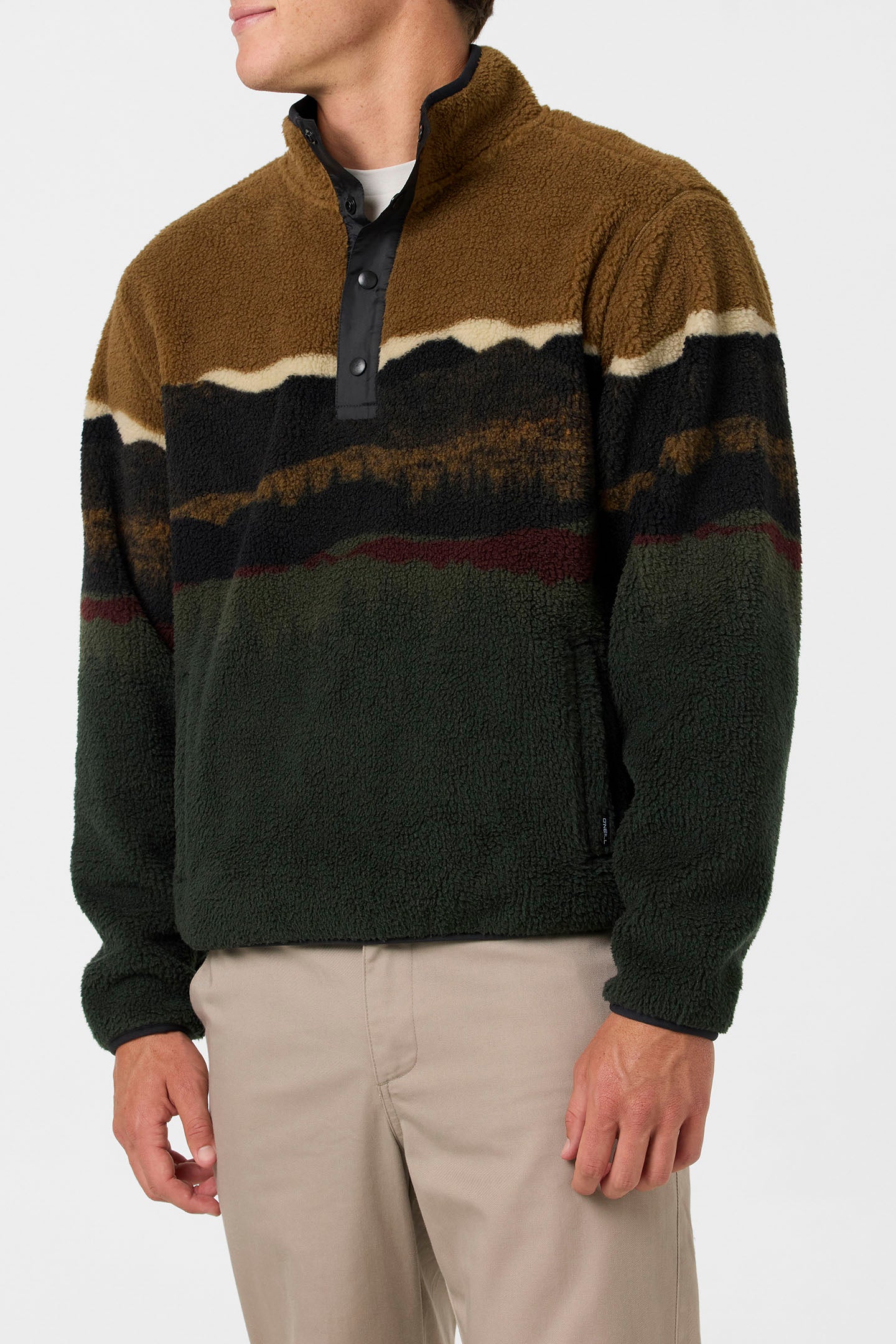 Crestline Hi Pile Half Snap Jacket - Dark Khaki | O'Neill