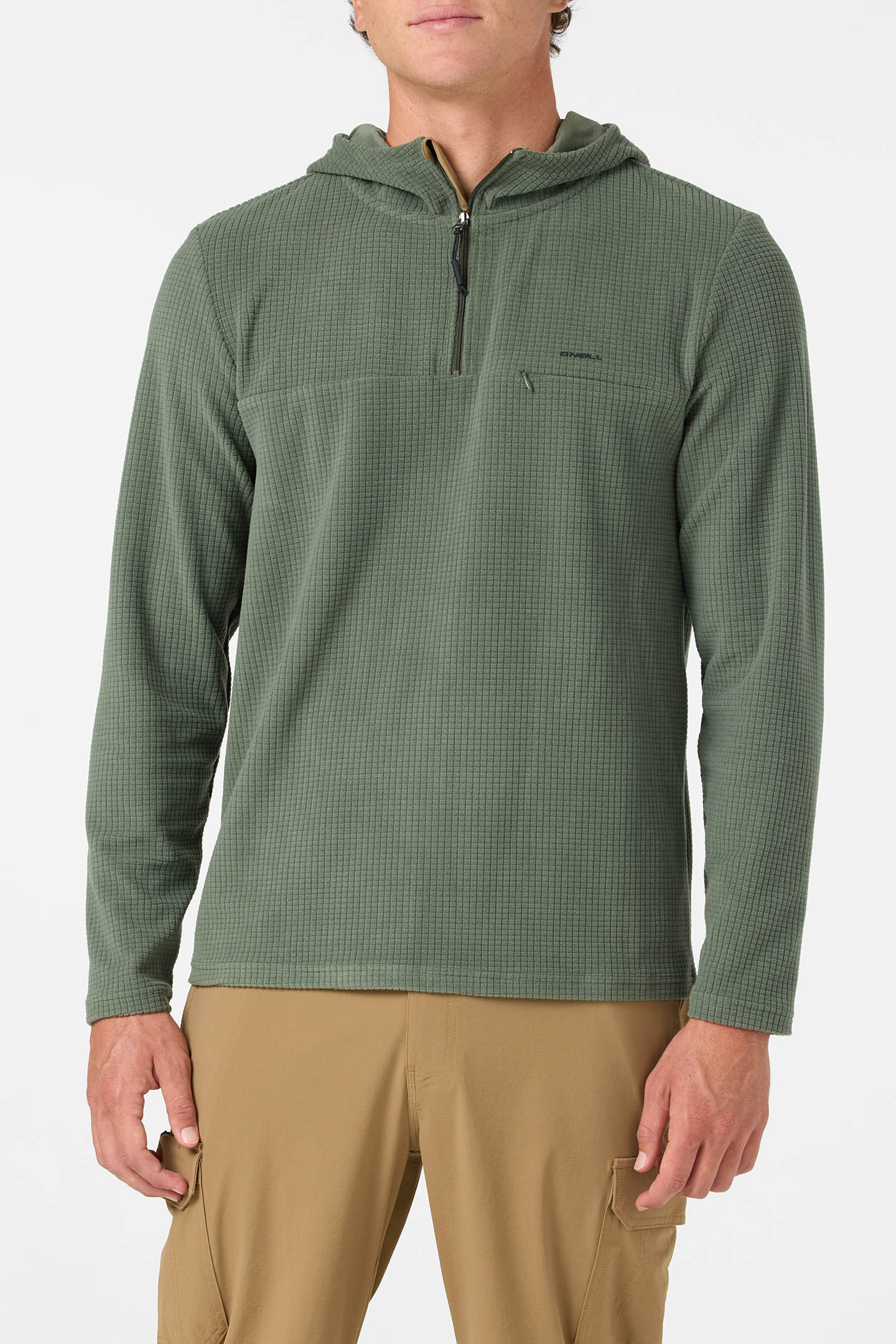 TRVLR Hooded Quarter Zip Long Sleeve Pullover - Dark Olive | O'Neill