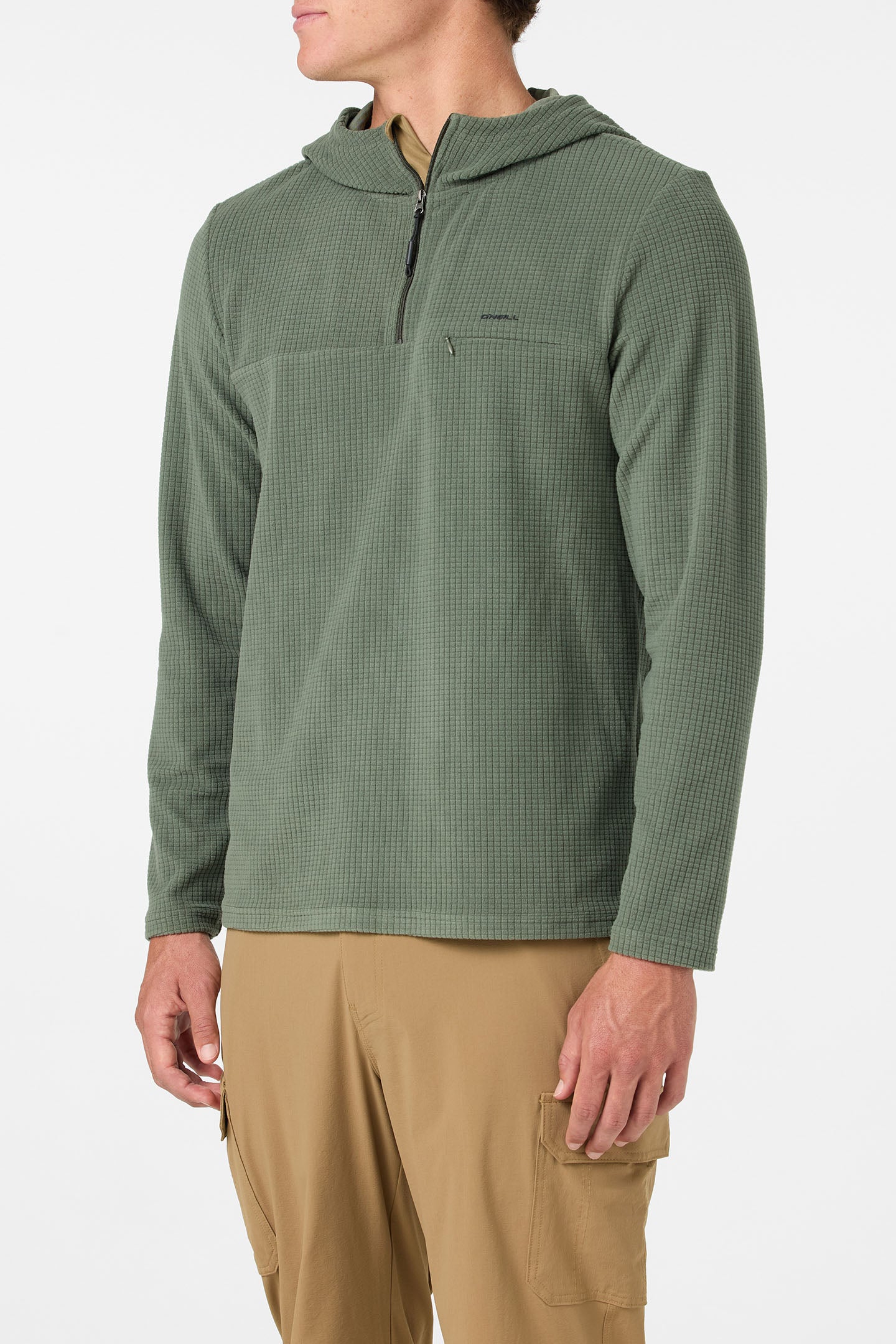 TRVLR Hooded Quarter Zip Long Sleeve Pullover - Dark Olive | O'Neill TRVLR Hooded Quarter Zip Long Sleeve Pullover - Dark Olive | O'Neill