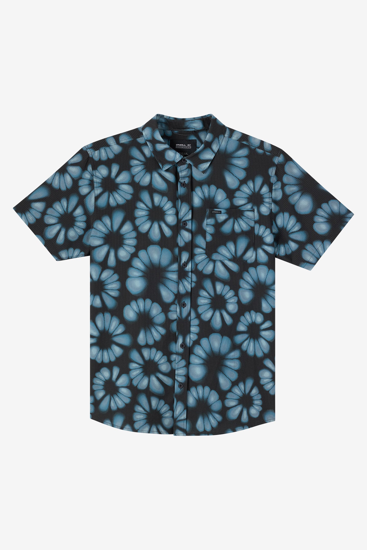 [OWIL] アウル BOTANICAL HAND PRINT SHIRT TRVLR Perforated Print Standard Shirt - Black | O'Neill