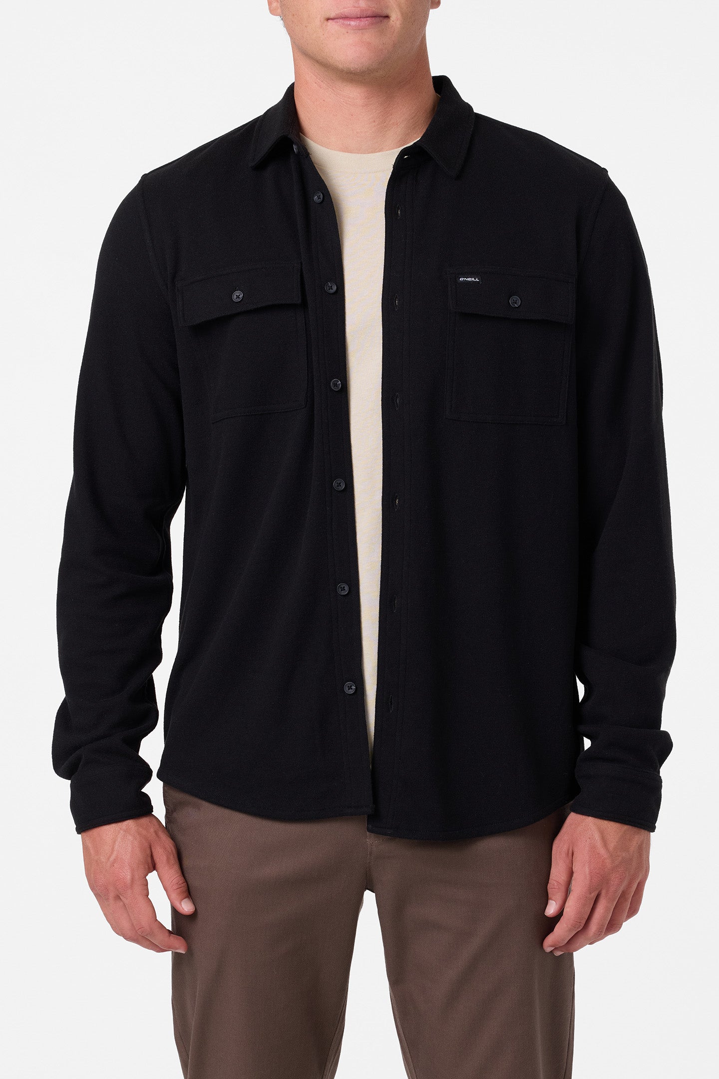 mens black dress shirts long sleeve O'Neill Men's Sutton Solid Shirt in Black, Size 2XL, Polyester/Spandex/Viscose The shirt features classic Variant:XXL-P Navy & Pink Ombre RL:2126tues