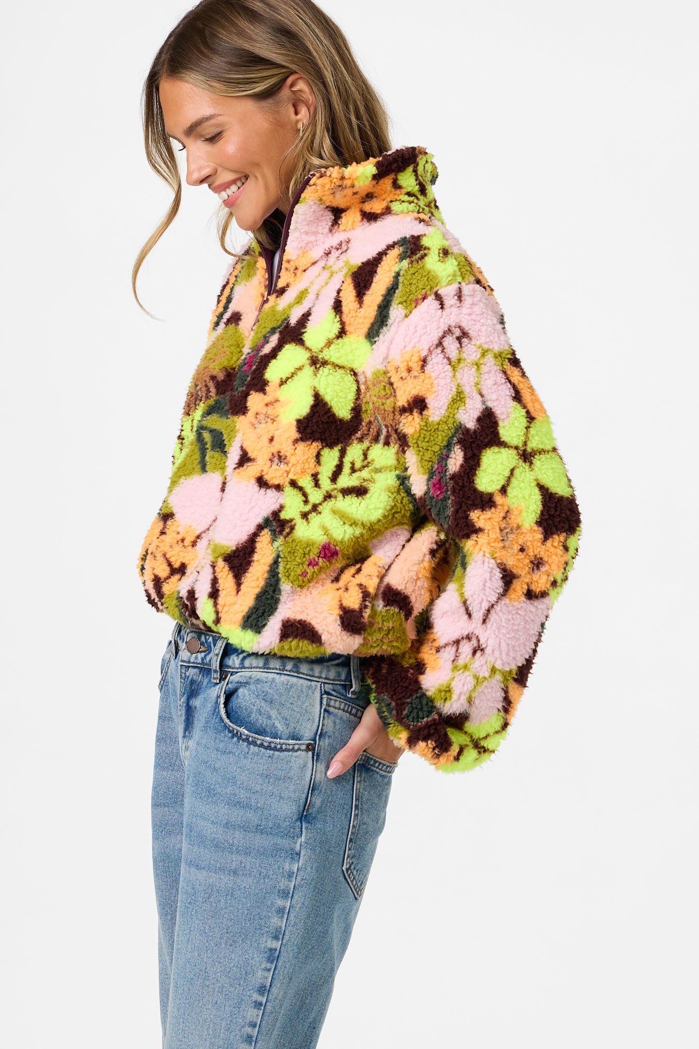 KACEY HIGH PILE 1/2 ZIP JACKET CHARTREUSE – O'Neill
