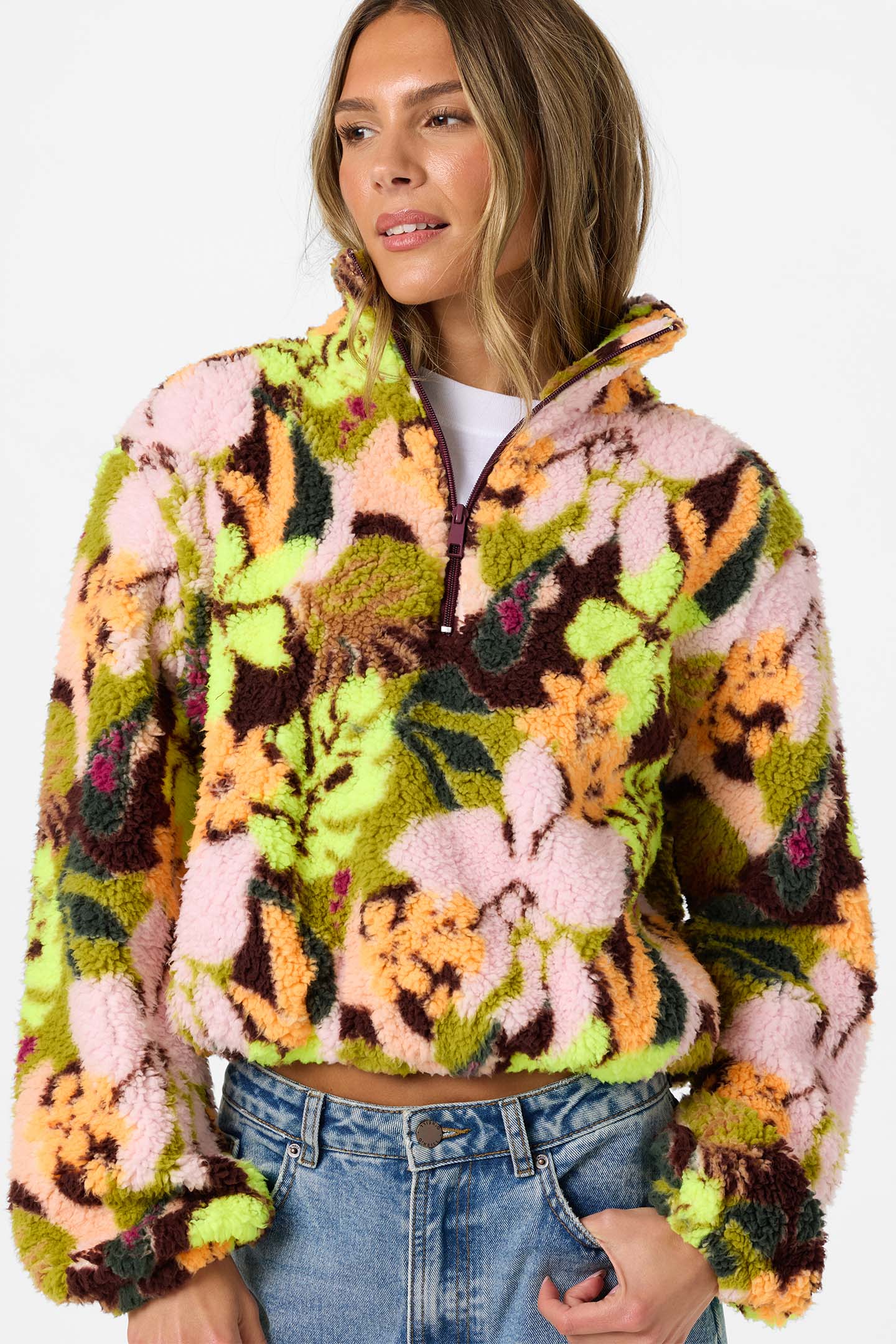 KACEY HIGH PILE 1/2 ZIP JACKET CHARTREUSE – O'Neill