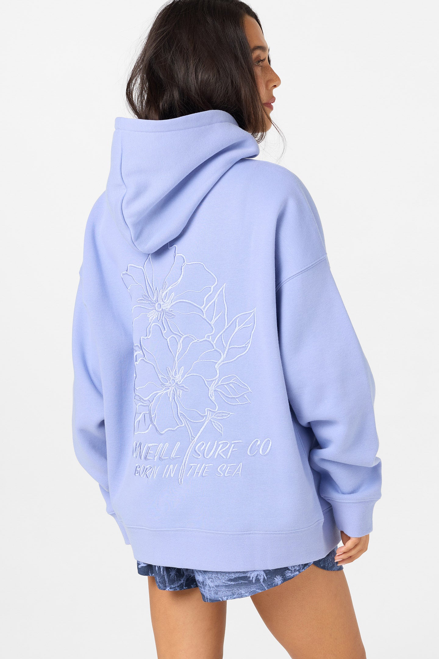 Born In The Sea Oversized Hoodie Pullover Fleece - Blue Jelly | O