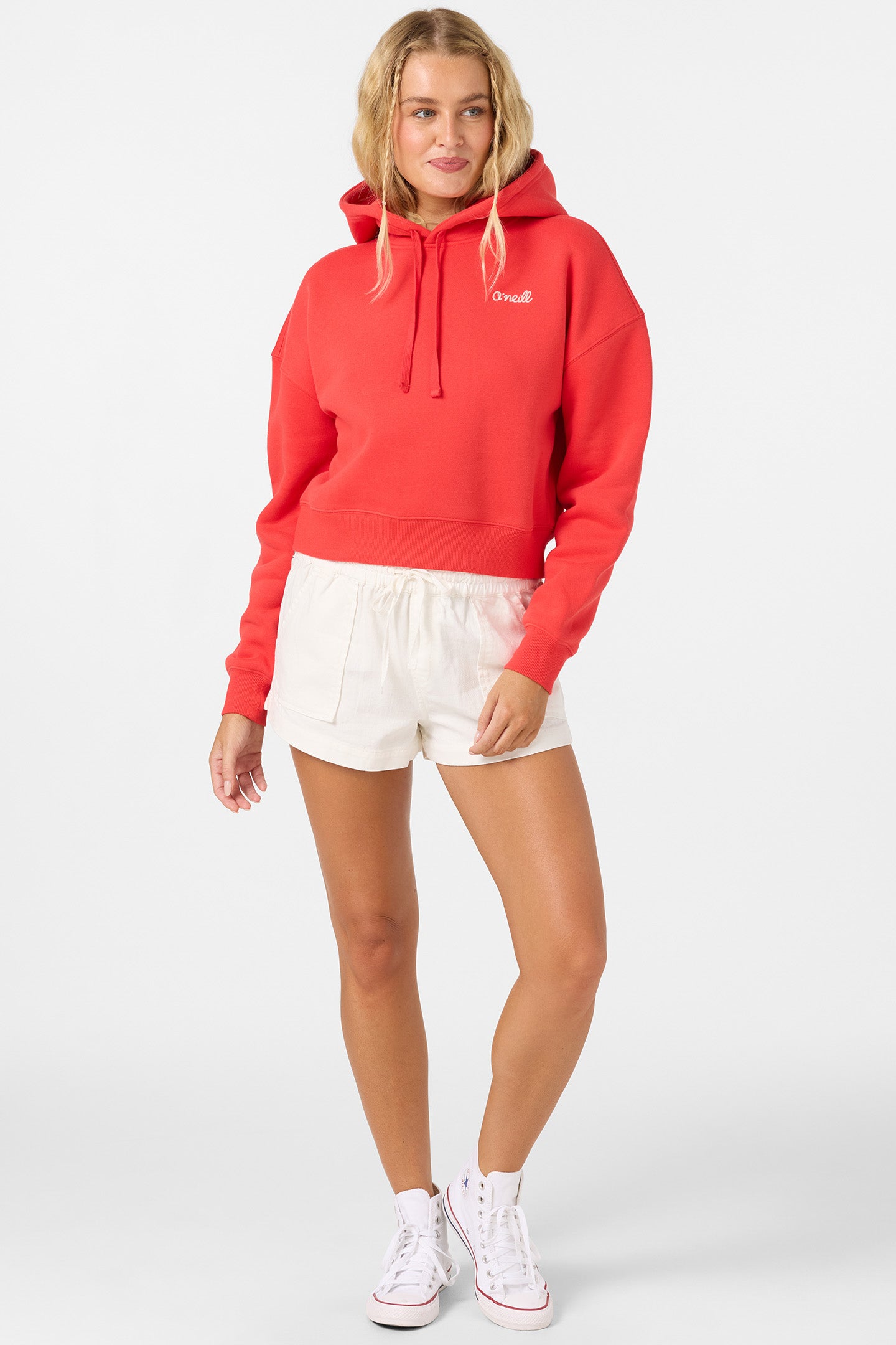 Arden Cropped Hoodie Pullover Fleece - Lava Red | O'Neill