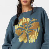 Hibiscus Hawaii Oversized Crew Neck Fleece
