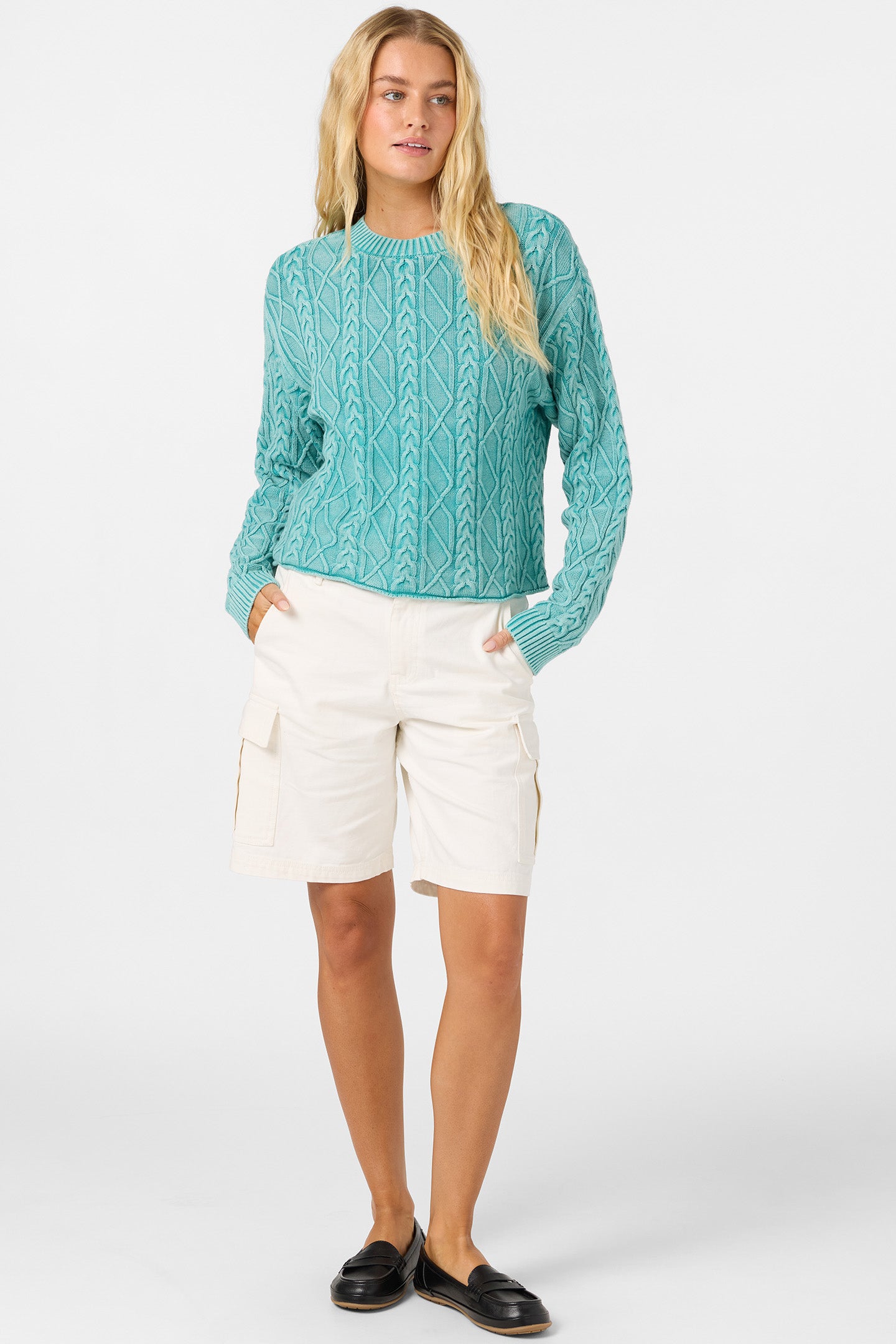 O'Riginals Misha Cable Knit Sweater Long Sleeve Sweater - Agate