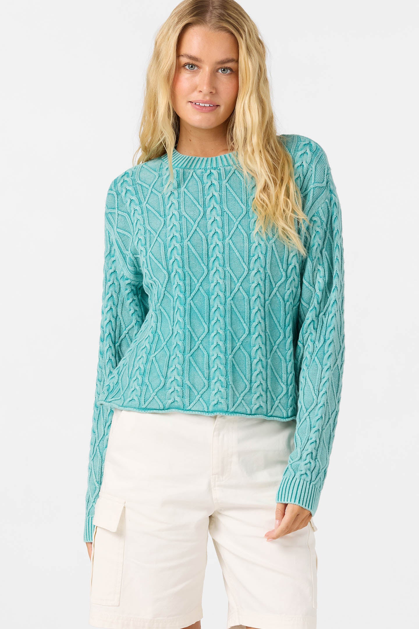 O'Riginals Misha Cable Knit Sweater Long Sleeve Sweater - Agate