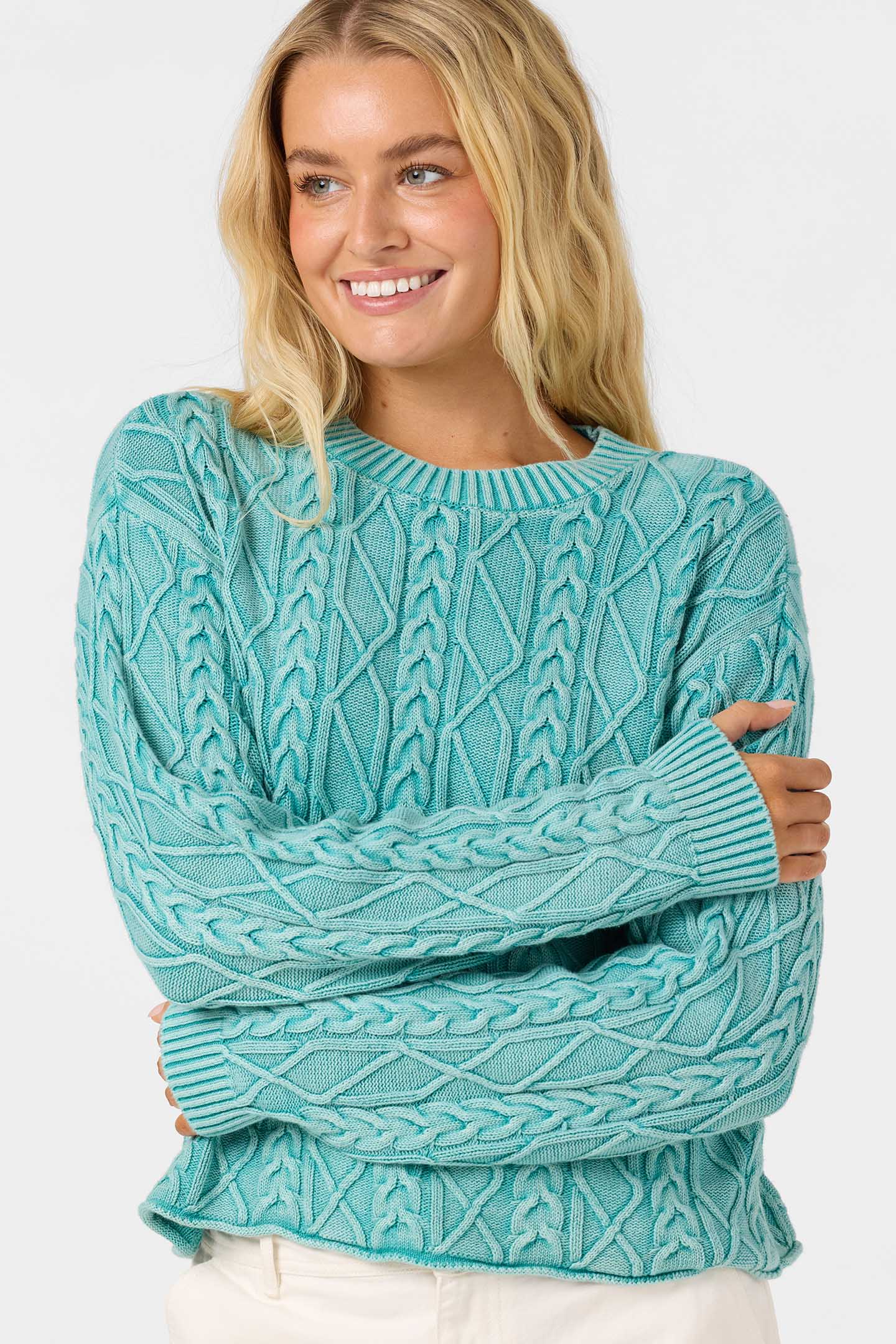 O'Riginals Misha Cable Knit Sweater Long Sleeve Sweater - Agate