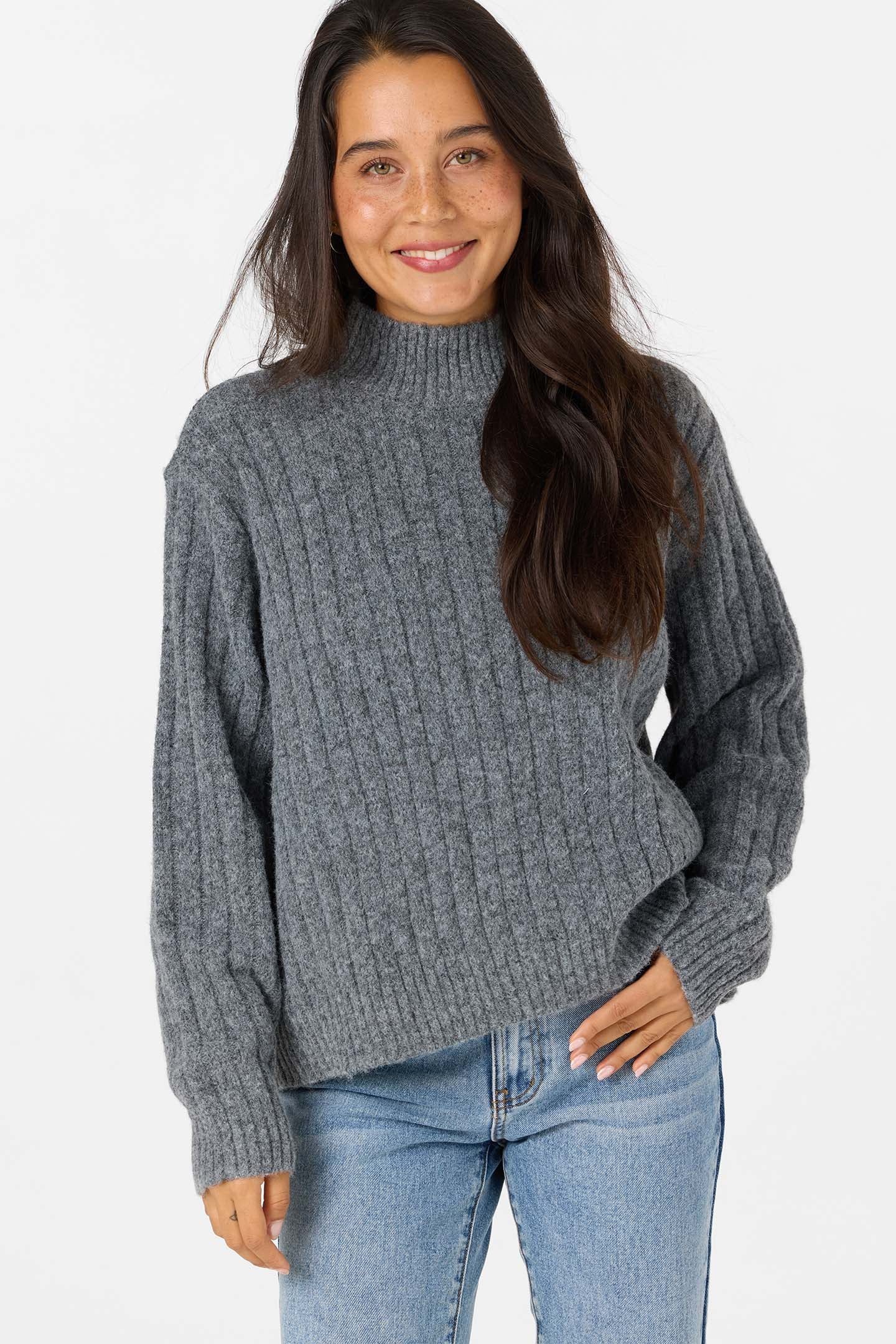 Cypress Mockneck Sweater Long Sleeve Sweater - Charcoal | O'Neill