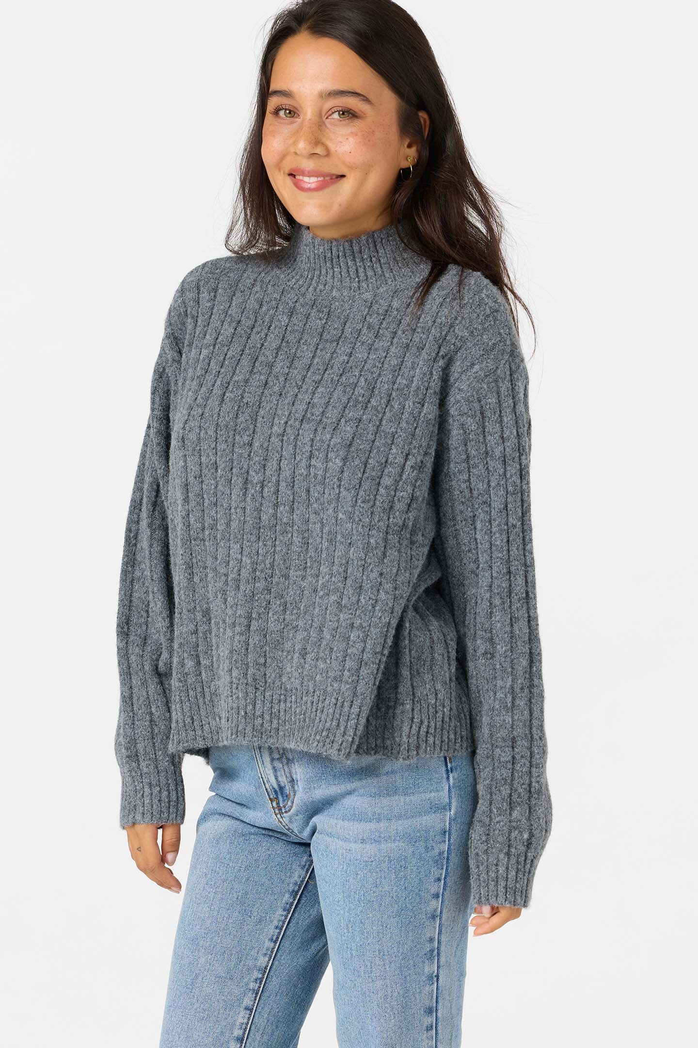 Cypress Mockneck Sweater Long Sleeve Sweater - Charcoal | O'Neill
