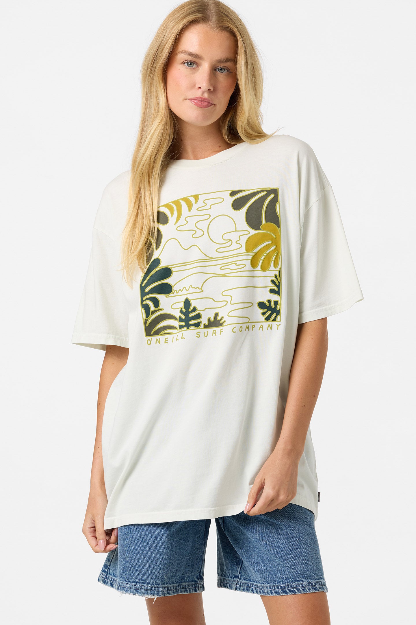 unoa ウノア リナモンド Tee shirt Toile de Jouy O'Riginals Scape Oversized Tee - Tofu | O'Neill