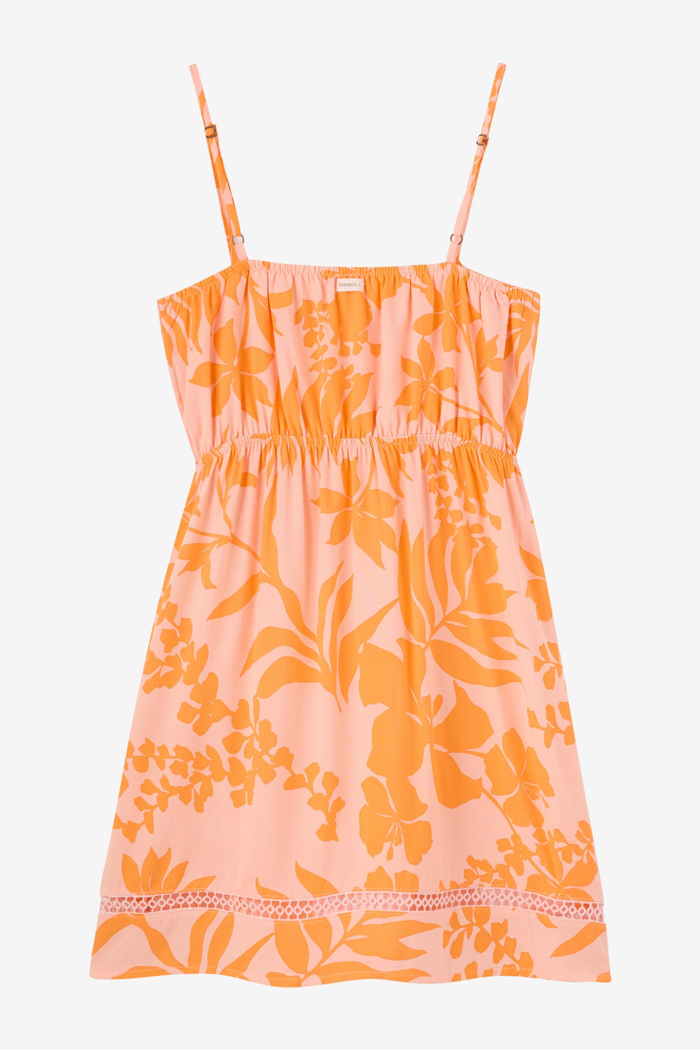 O'Neill Girl's Alden Tropical Dropout Mini Dress in Peach Light, Size Small, Viscose