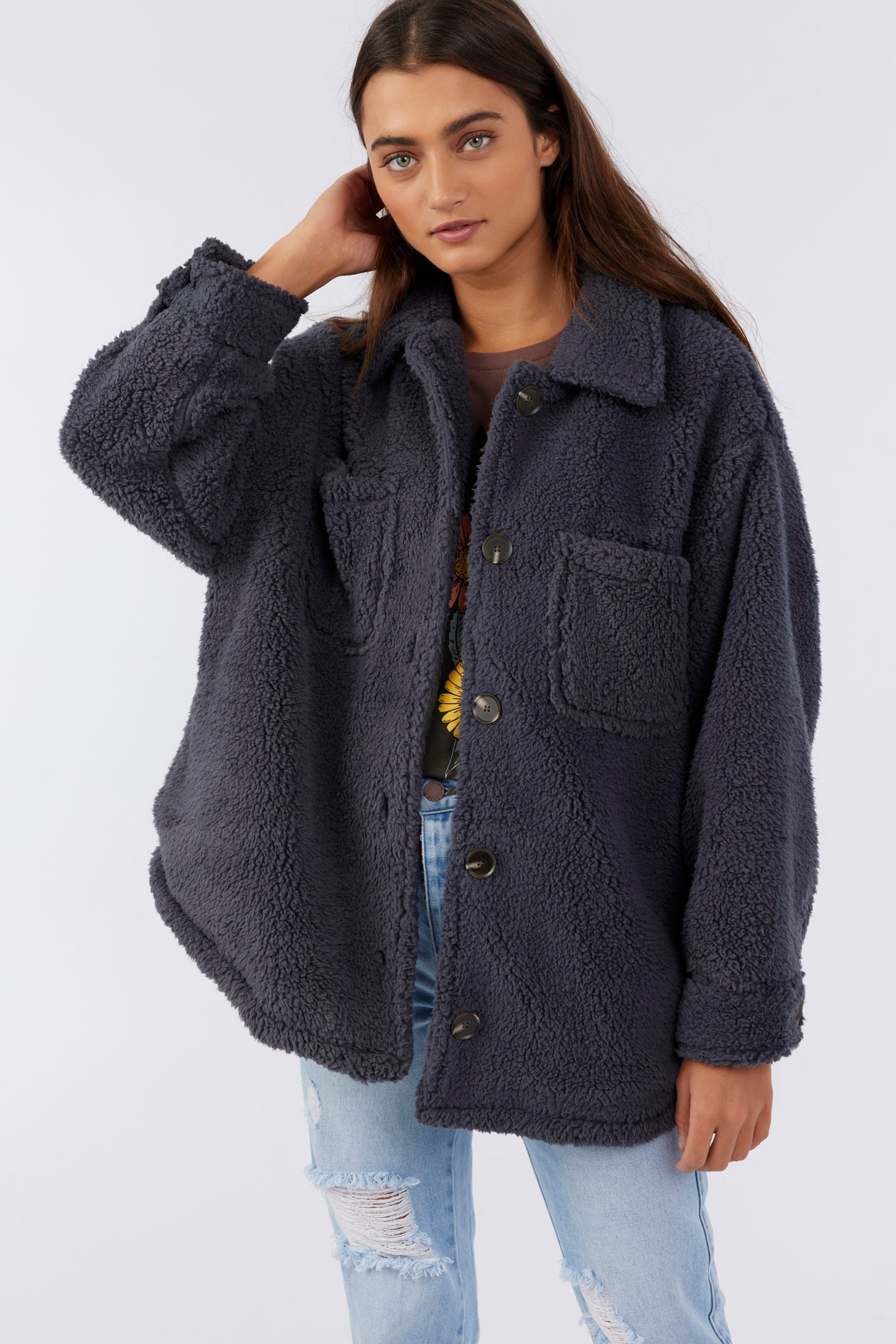 ジャケット・アウター OVY echeveria alpaca wool trip jkt navy Halfdays | Chapelle Fleece Jacket
