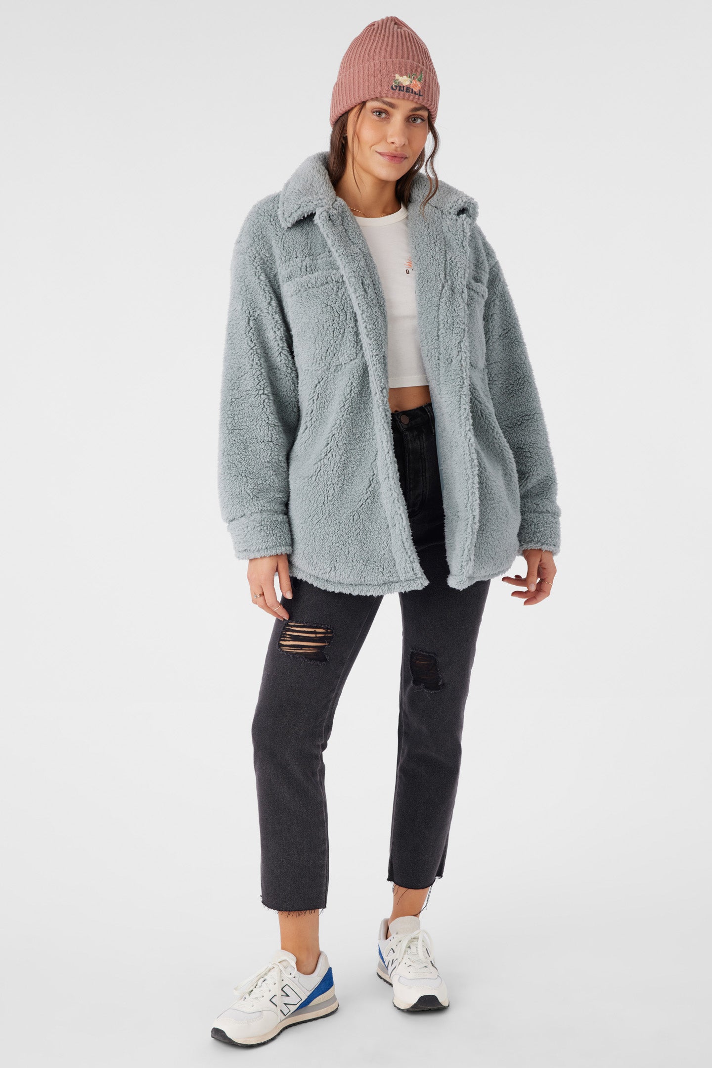 Heath High Pile Oversized Fleece Jacket - Silver Blue | O'Neill
