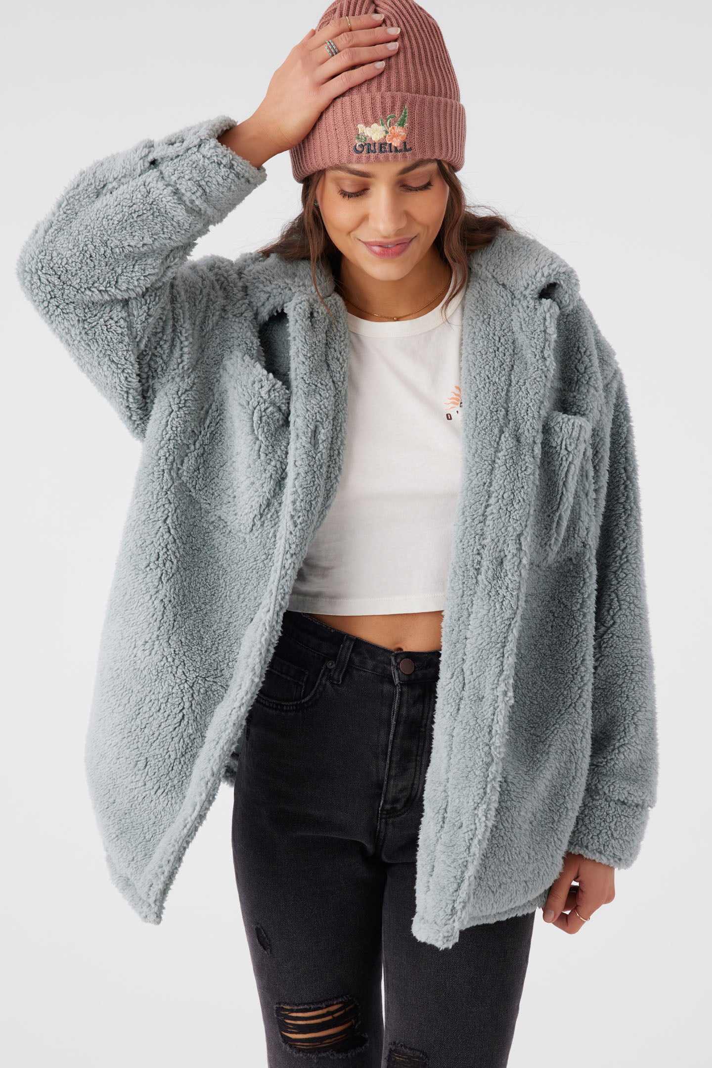 Heath High Pile Oversized Fleece Jacket - Silver Blue | O'Neill