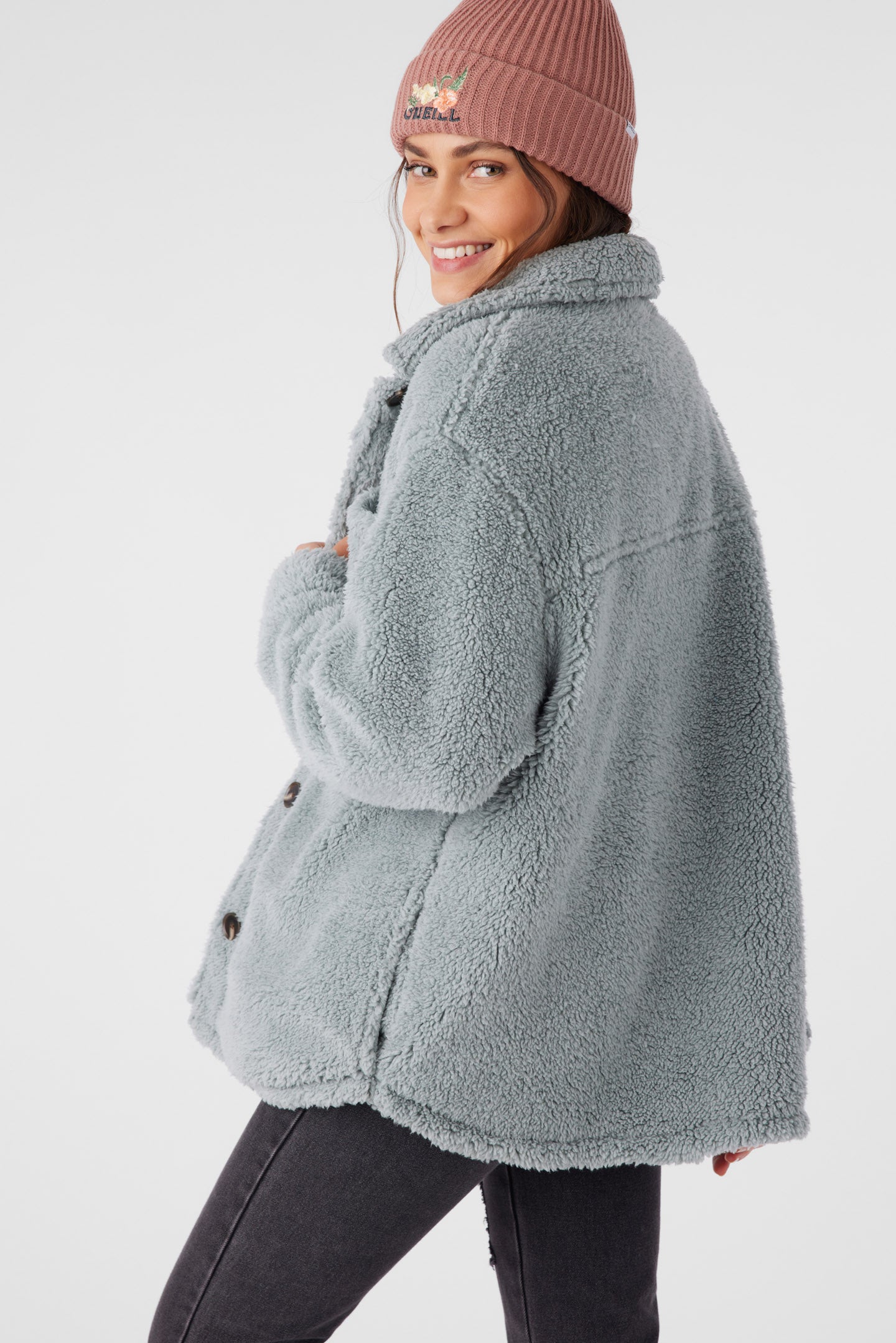 Heath High Pile Oversized Fleece Jacket - Silver Blue | O'Neill