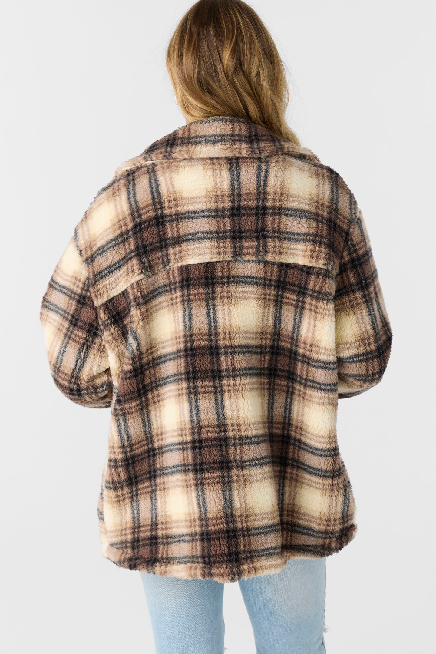 HEATH PLAID HIGH PILE OVERSIZED FLEECE JACKET